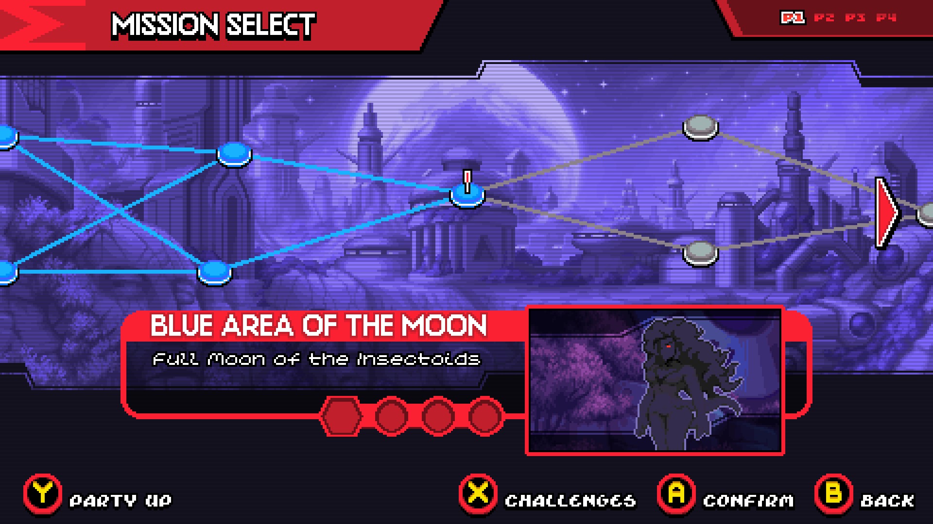 The level select screen in Marvel Cosmic Invasion.