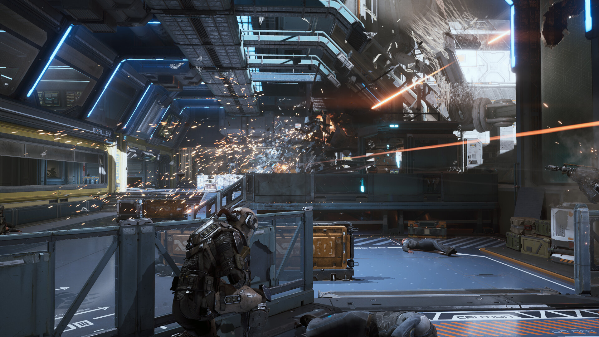 Hiding behind cover in a gunfight in The Expanse: Osiris Reborn.
