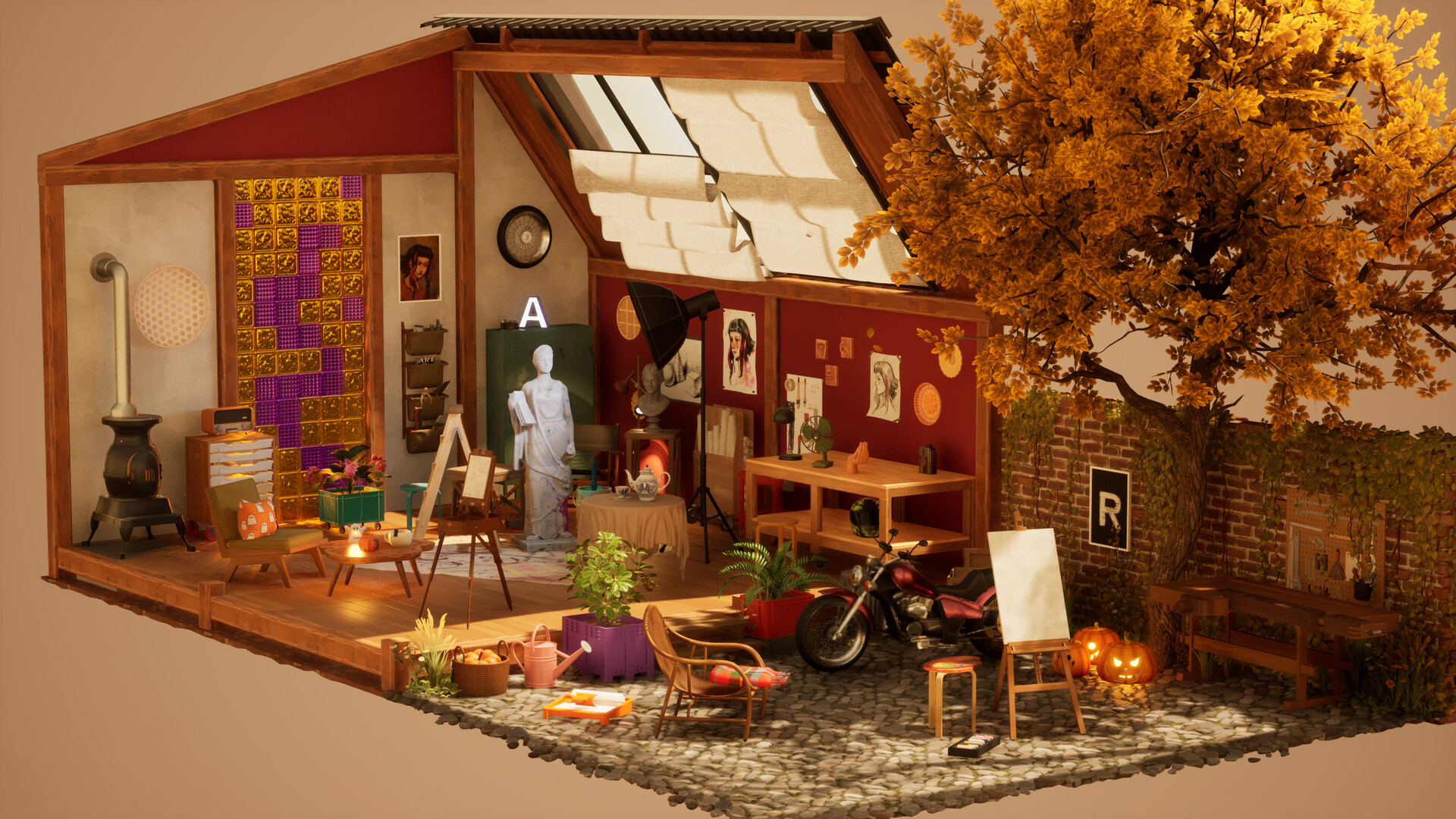 Hozy house showing outside and inside