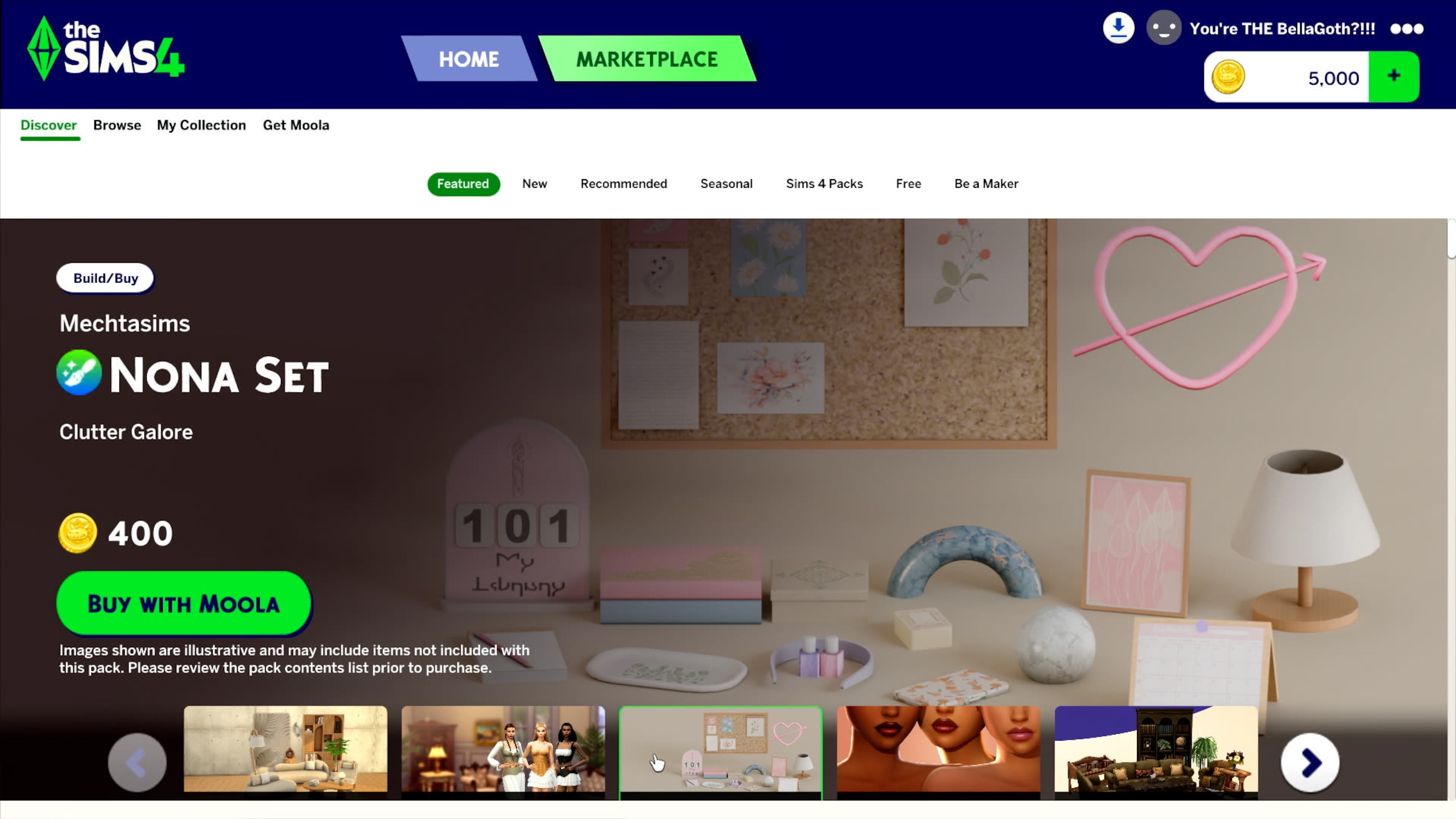 The Sims Marketplace screen