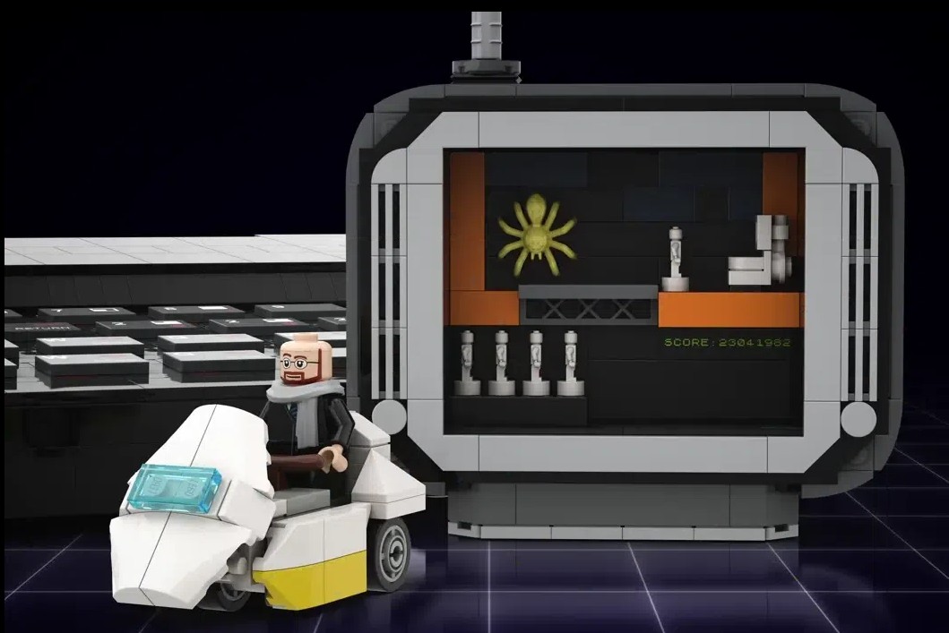 The ZX Spectrum lego model with extra monitor and figure