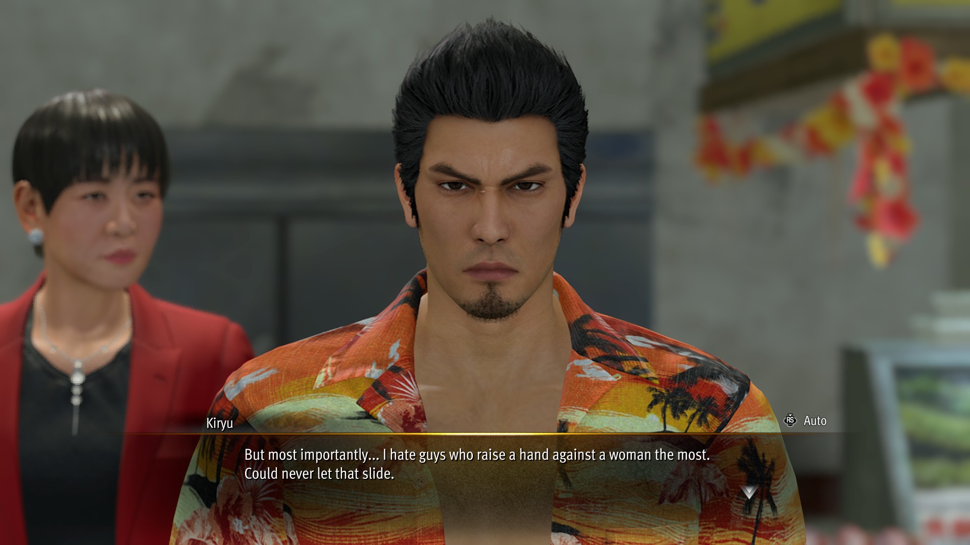 Kiryu looking angry in Yakuza Kiwami 3.