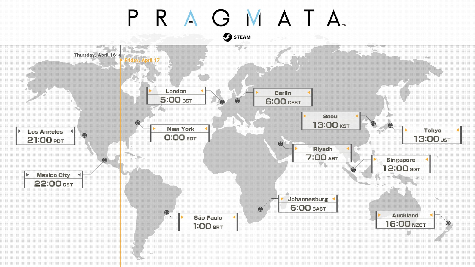 Release times map for Pragmata.