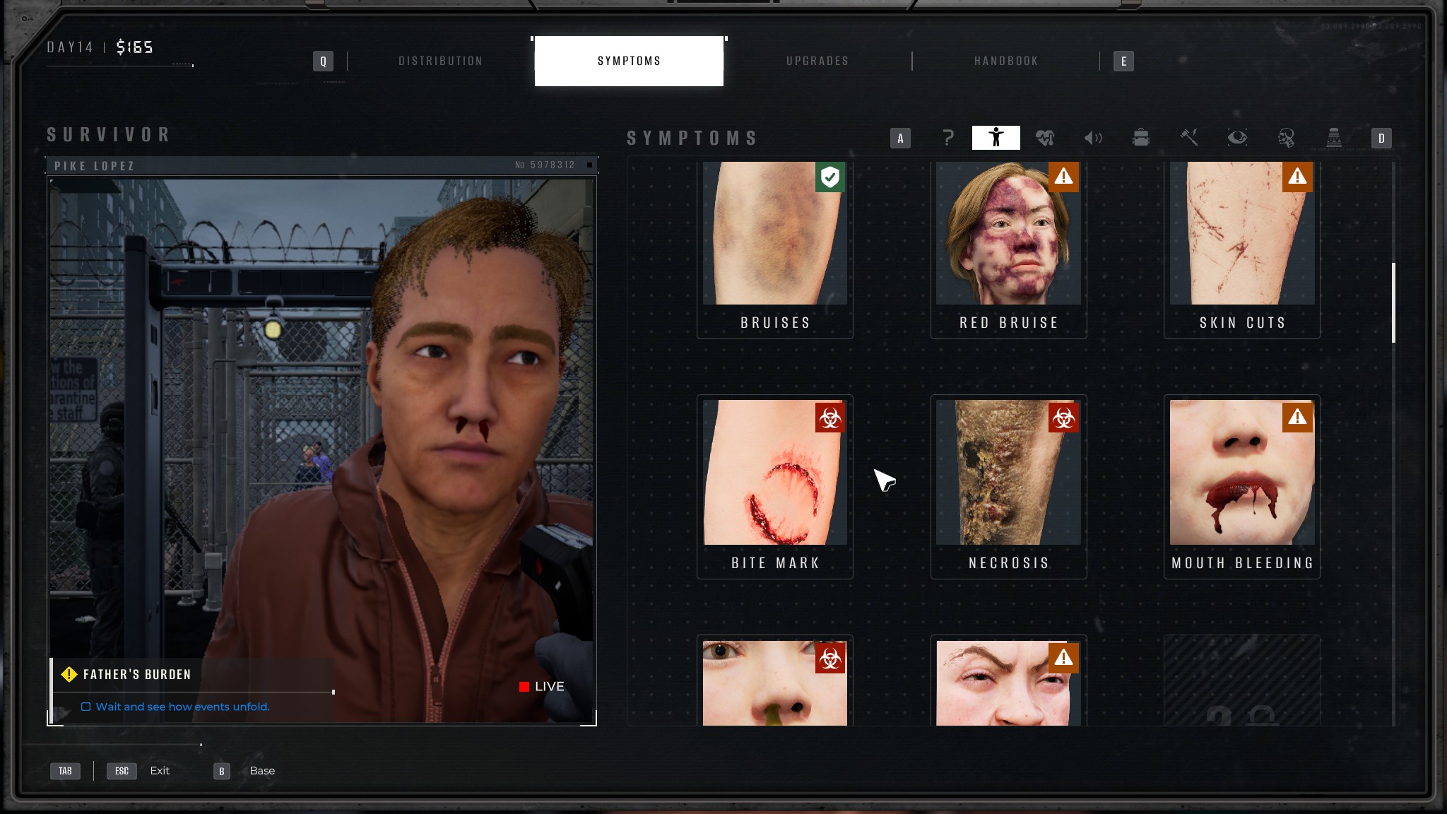 Symptoms being checked