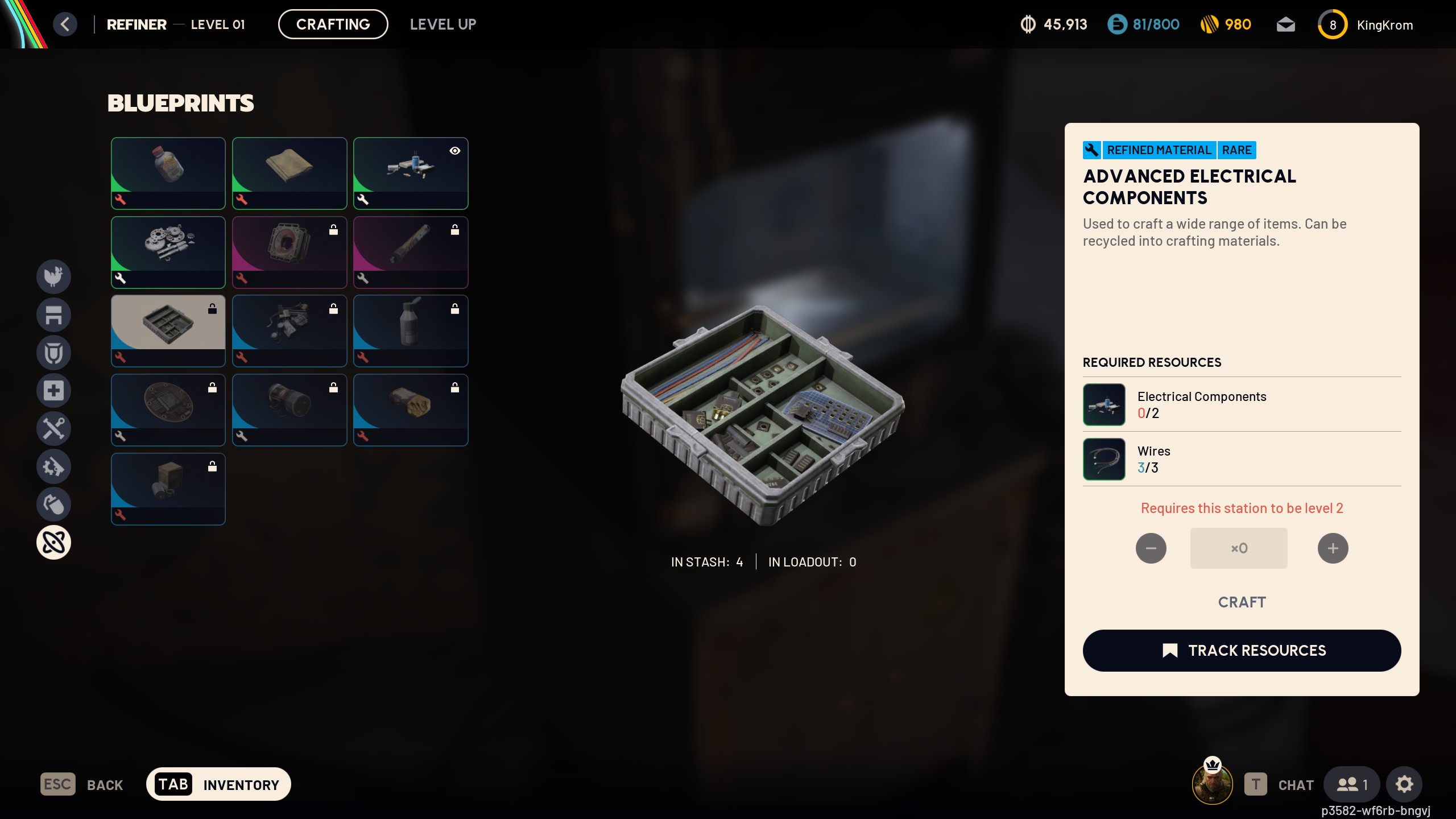 Arc Raiders Advanced Electrical Components in Refiner