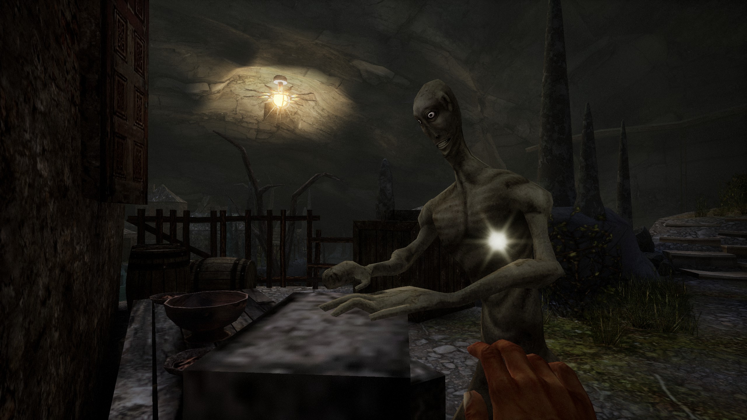 monster creature contemplating a desk