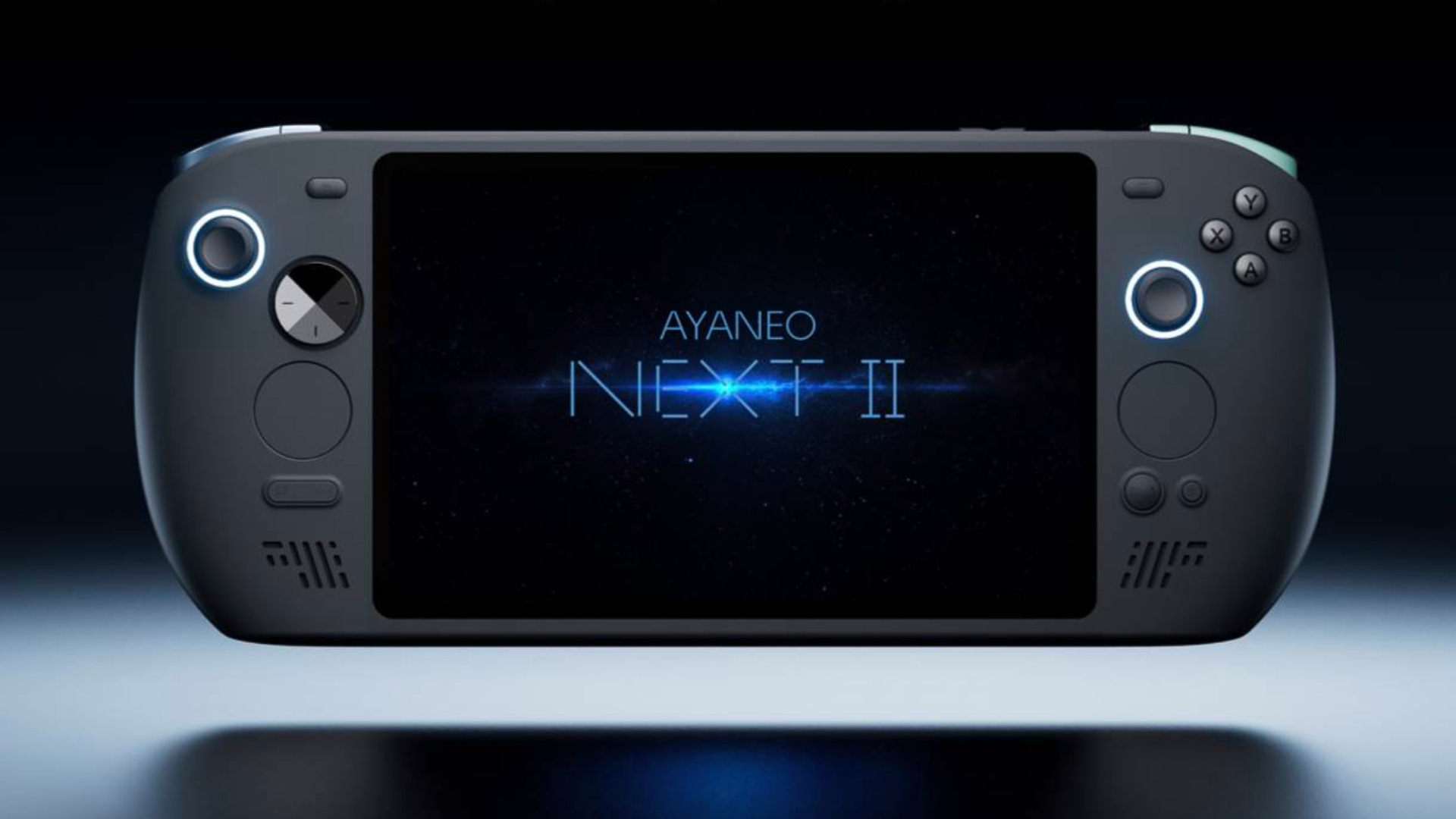 The Ayaneo Next II handheld gaming PC floats in a void.