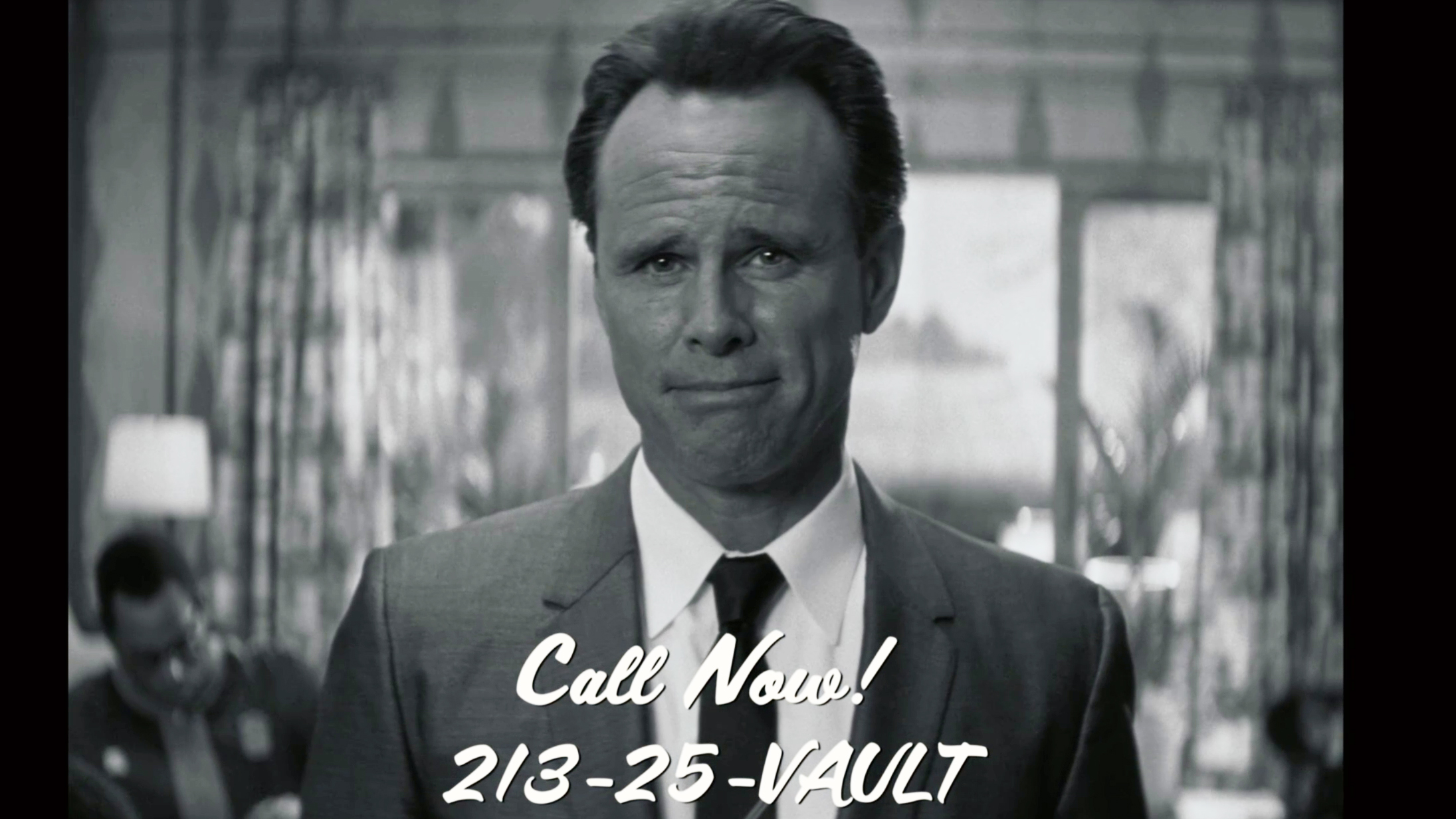 Actor Walton Goggins and a Vault-Tec phone number
