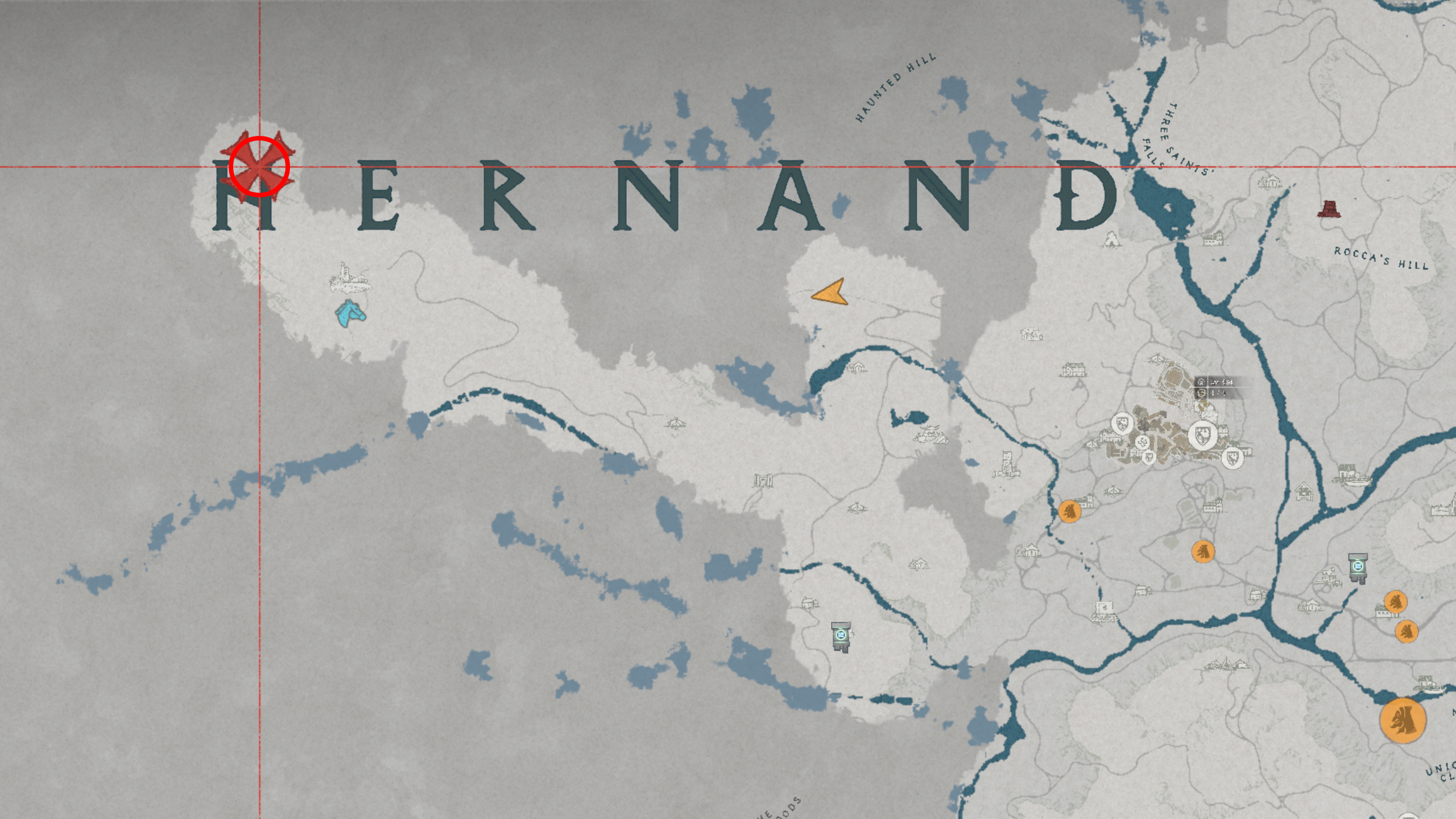 Crimson Desert Soul Spear: A map with a red marker showing the location of the crypt containing the Soul Spear.