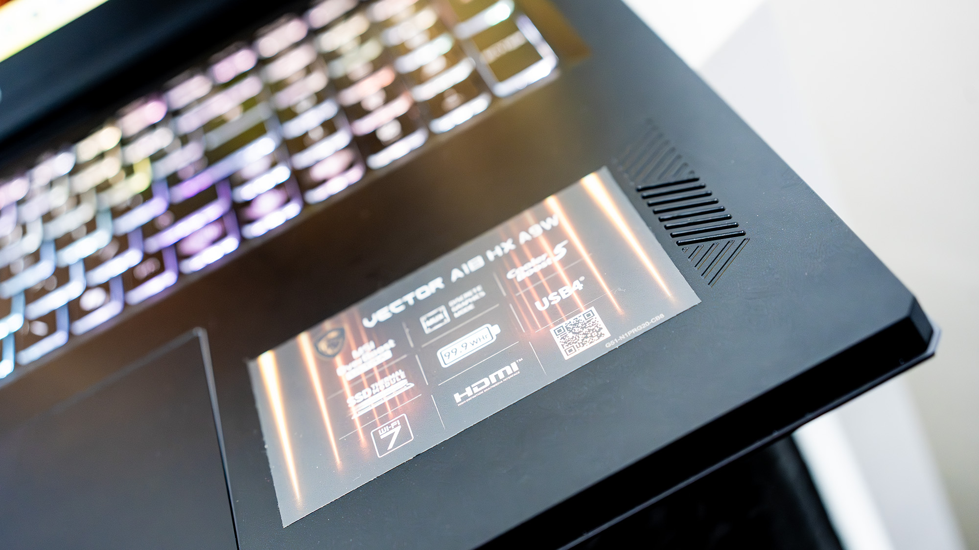 An MSI Vector A18 HX laptop on a white background.