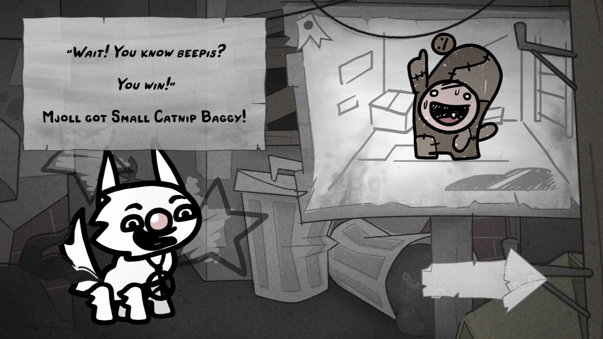 A cat encountering a random event in Mewgenics.