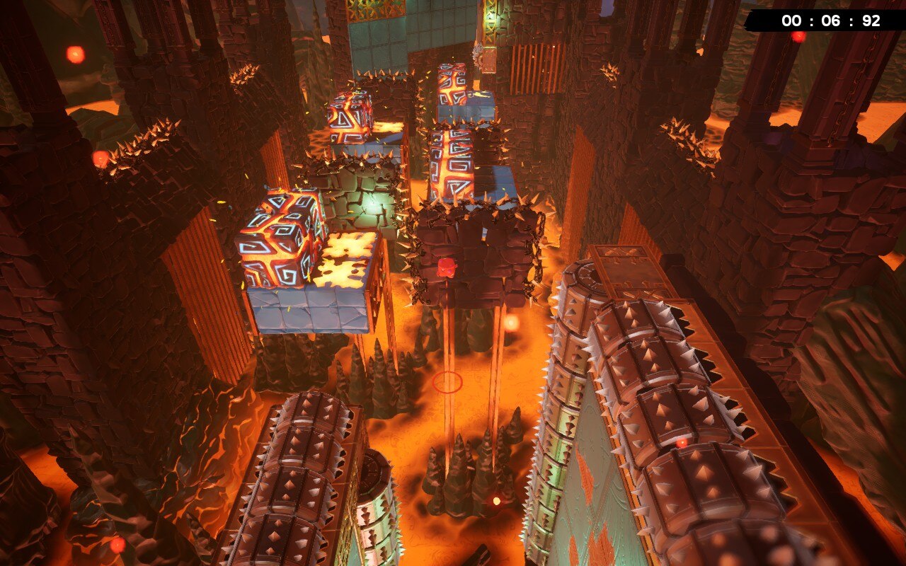 Super Meat Boy 3D screenshot in a lava-themed world