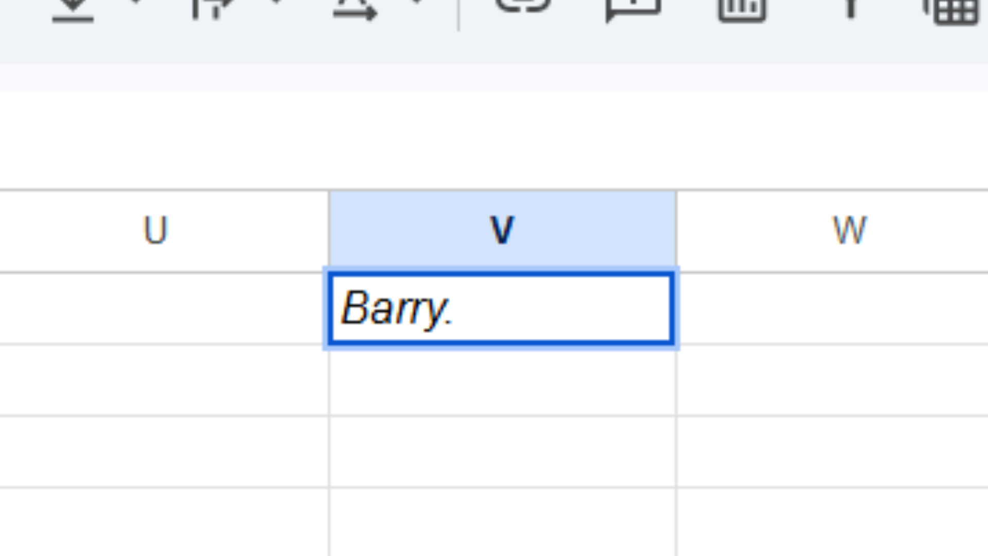 A Google Sheet cell with the name 