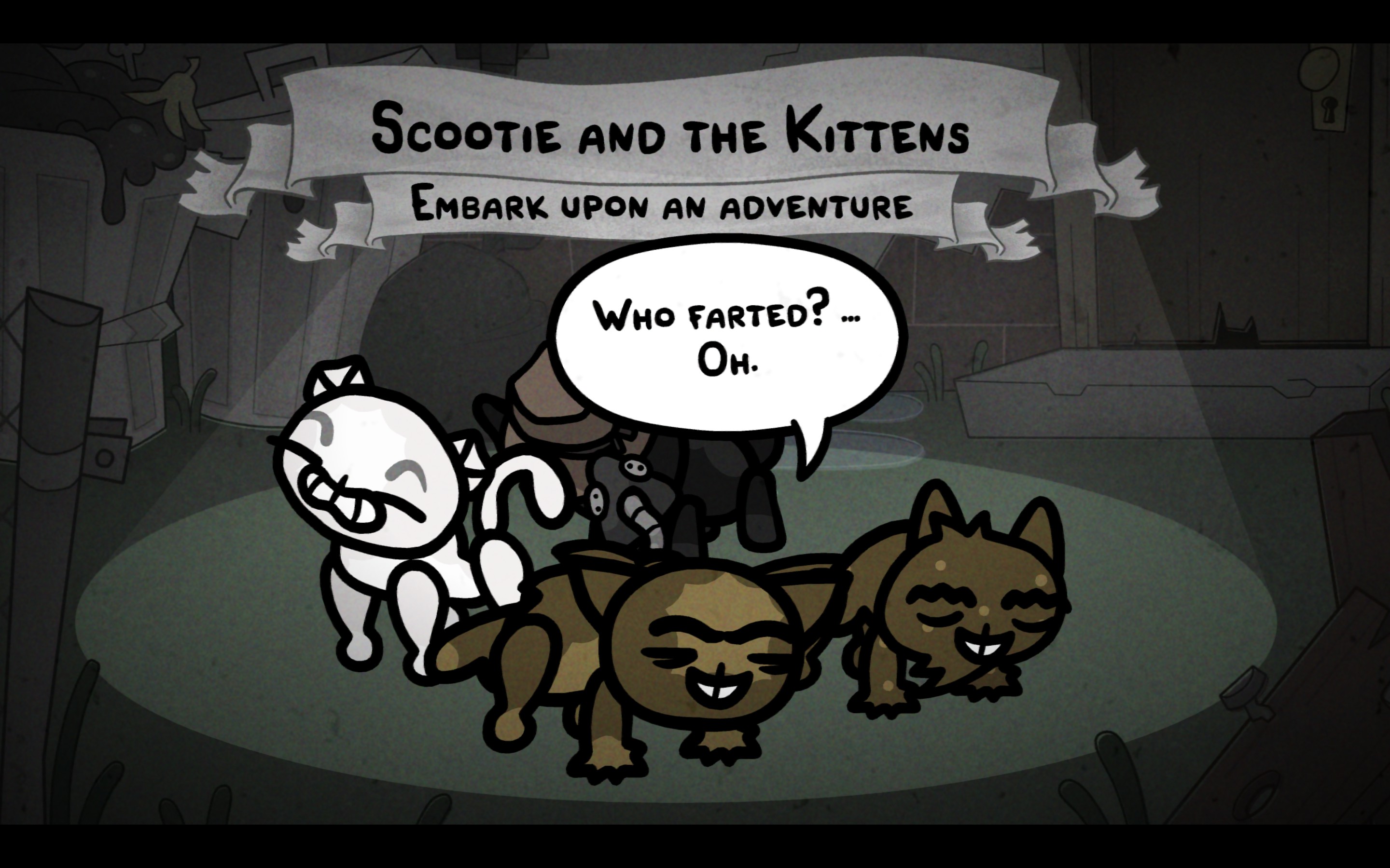 A group of cats setting out on an adventure in Mewgenics.