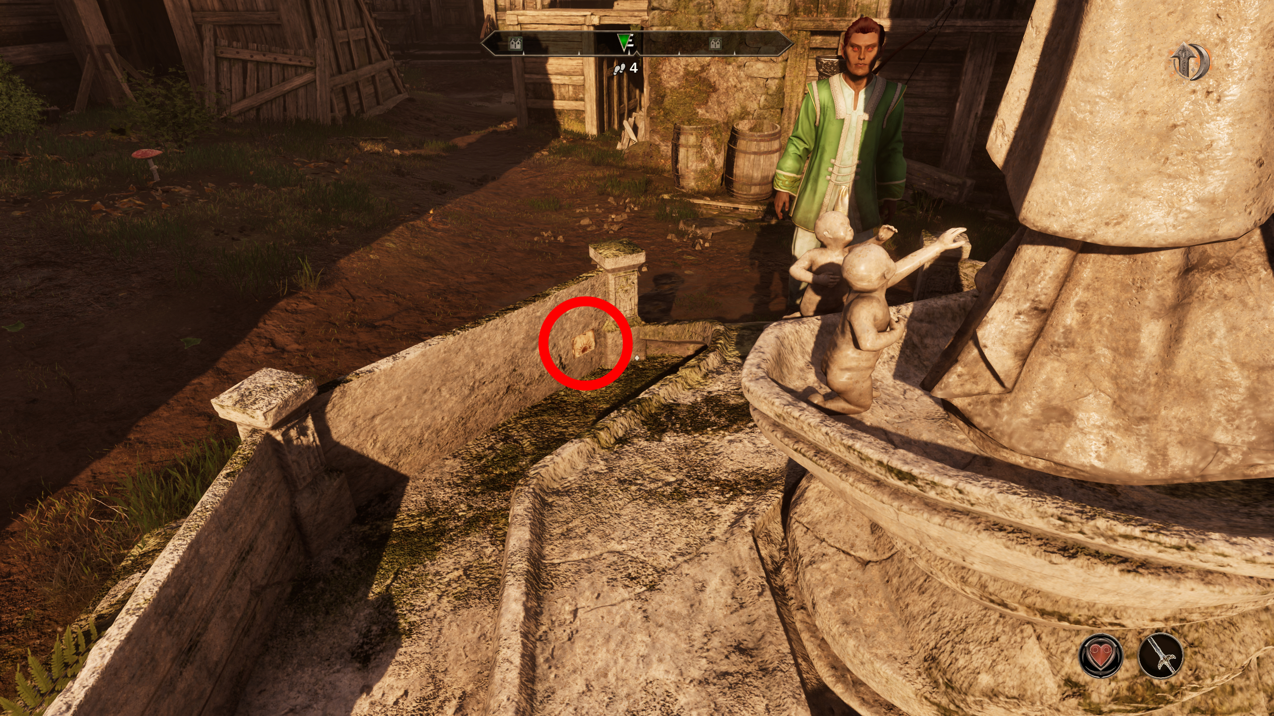 Oblivion Burning Trail - The location of the fourth note at the Old Lady statue.