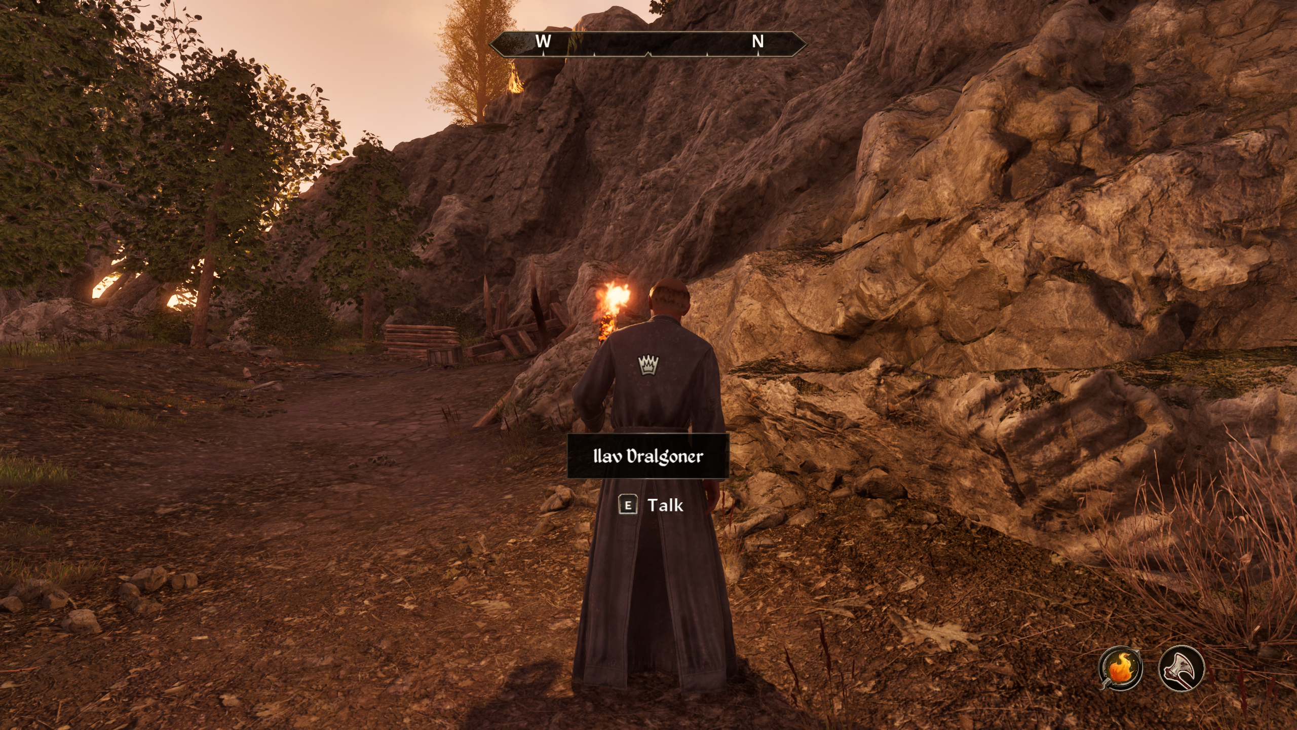 Oblivion A Wound in Time - Ilav Dralgoner holding a torch at the side of the road to Kvatch.