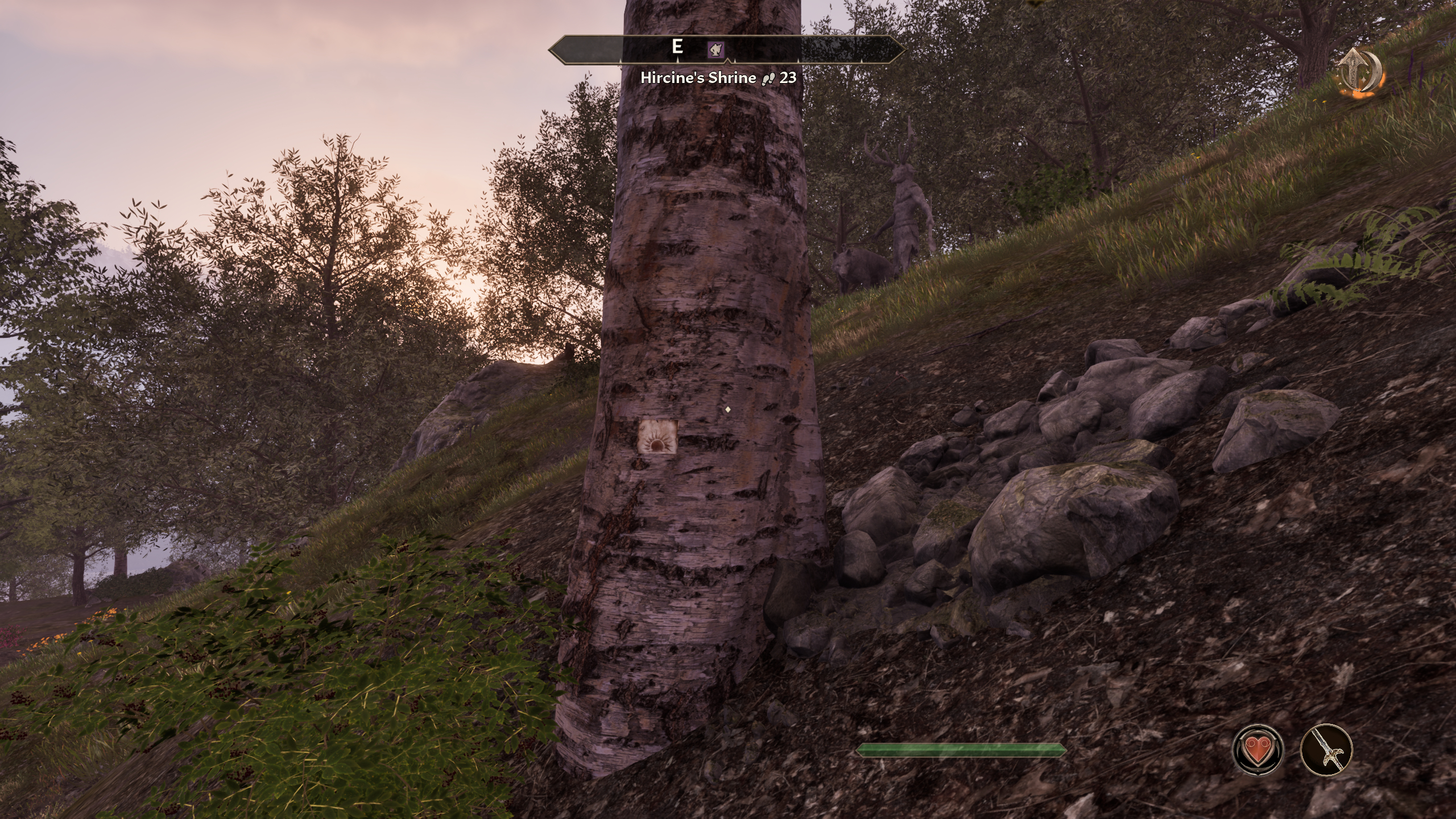 Oblivion Burning Trail - The location of the second note for this quest, stuck to a tree at Hircine's Shrine.