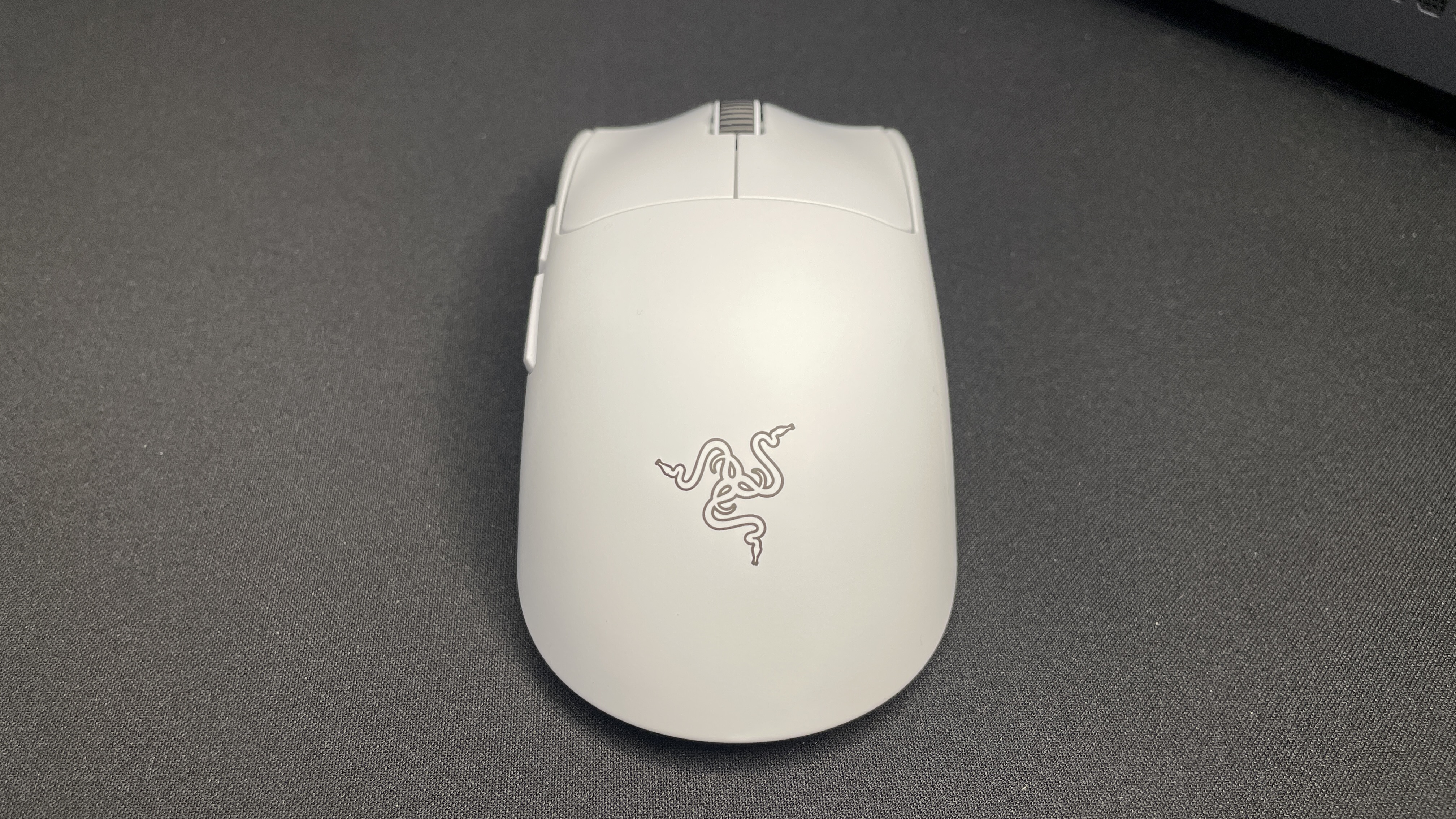 A white Razer Viper V4 Pro gaming mouse