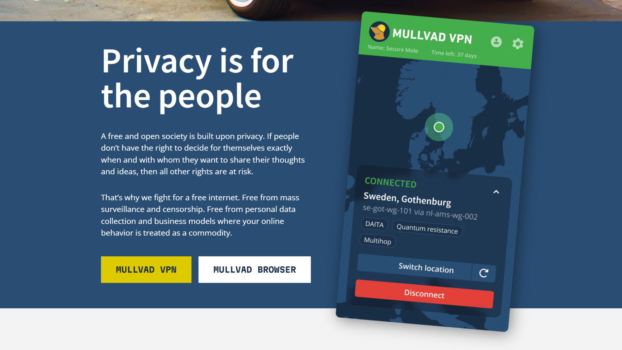 Mullvad VPN page