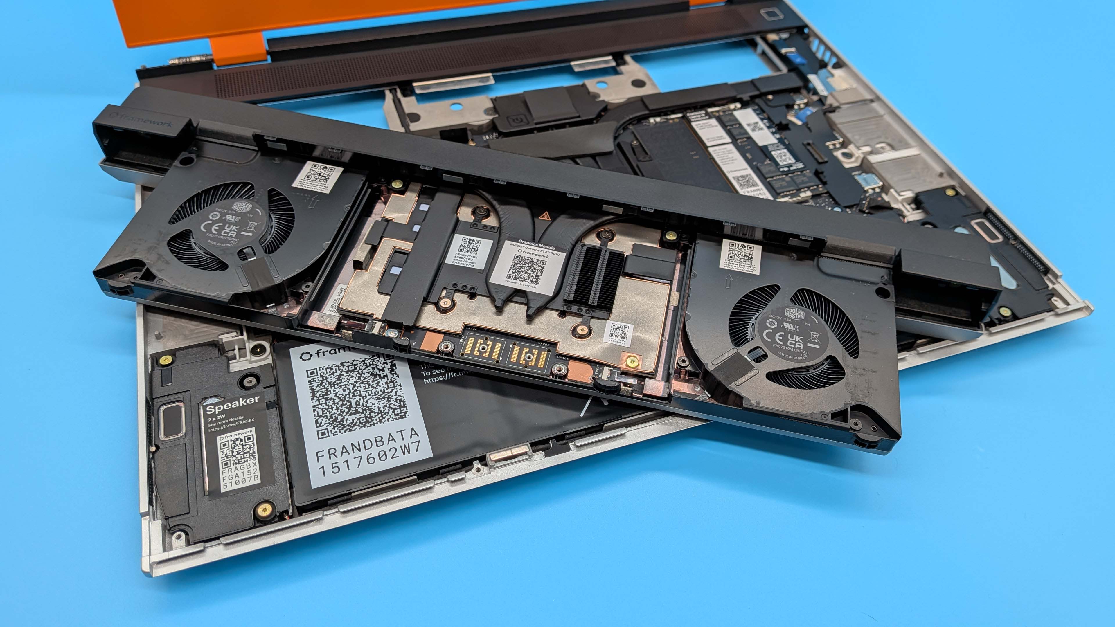 Framework 16 gaming laptop with the RTX 5070 mobile GPU upgrade module