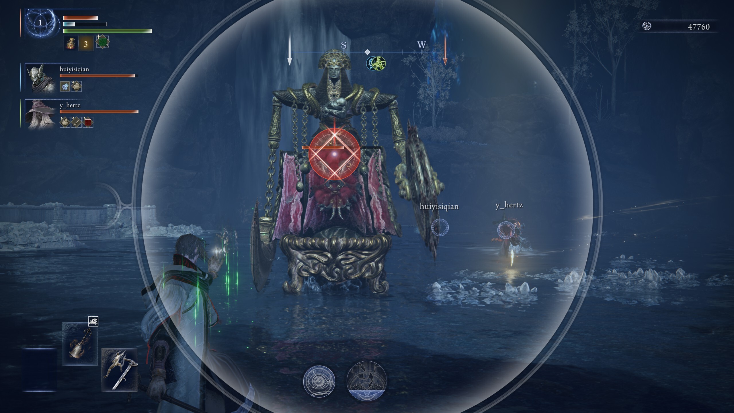 Looking through the eye glass.