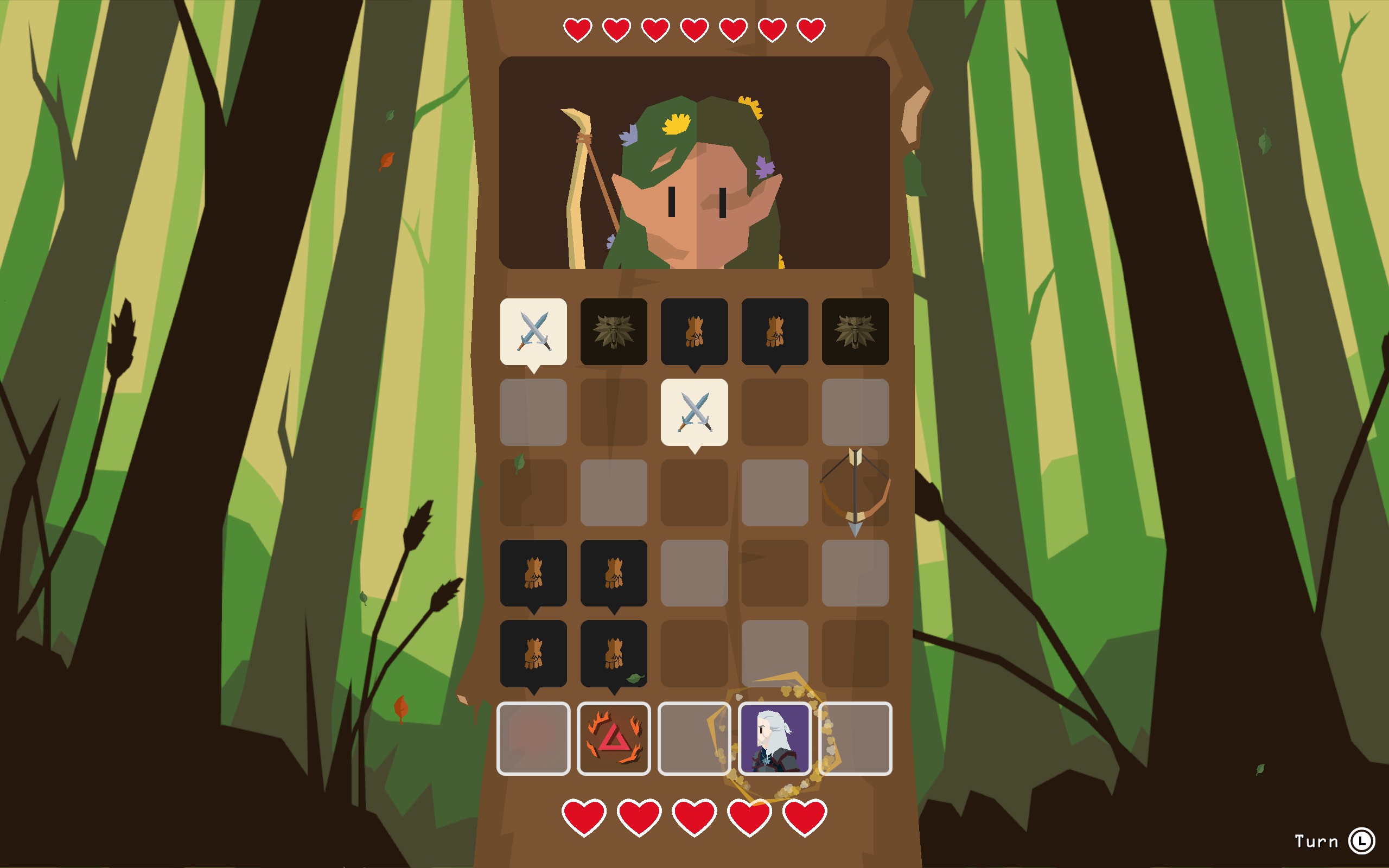 An icon of Geralt dodges attacks being dropped by a dryad