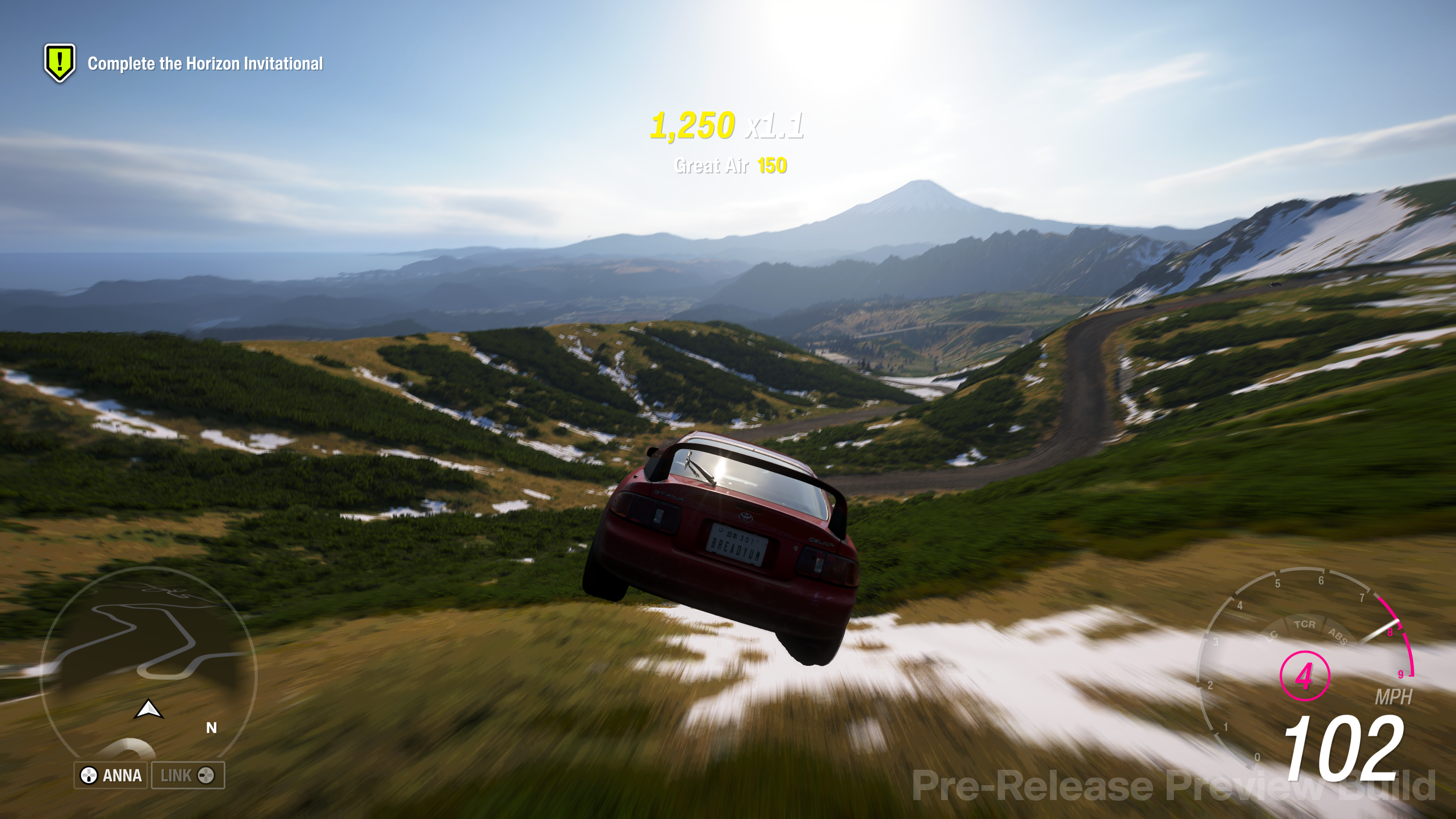 A car hurtles through the sky