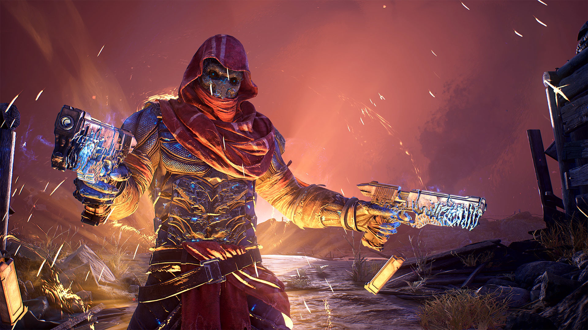 Outriders character holding two pistols