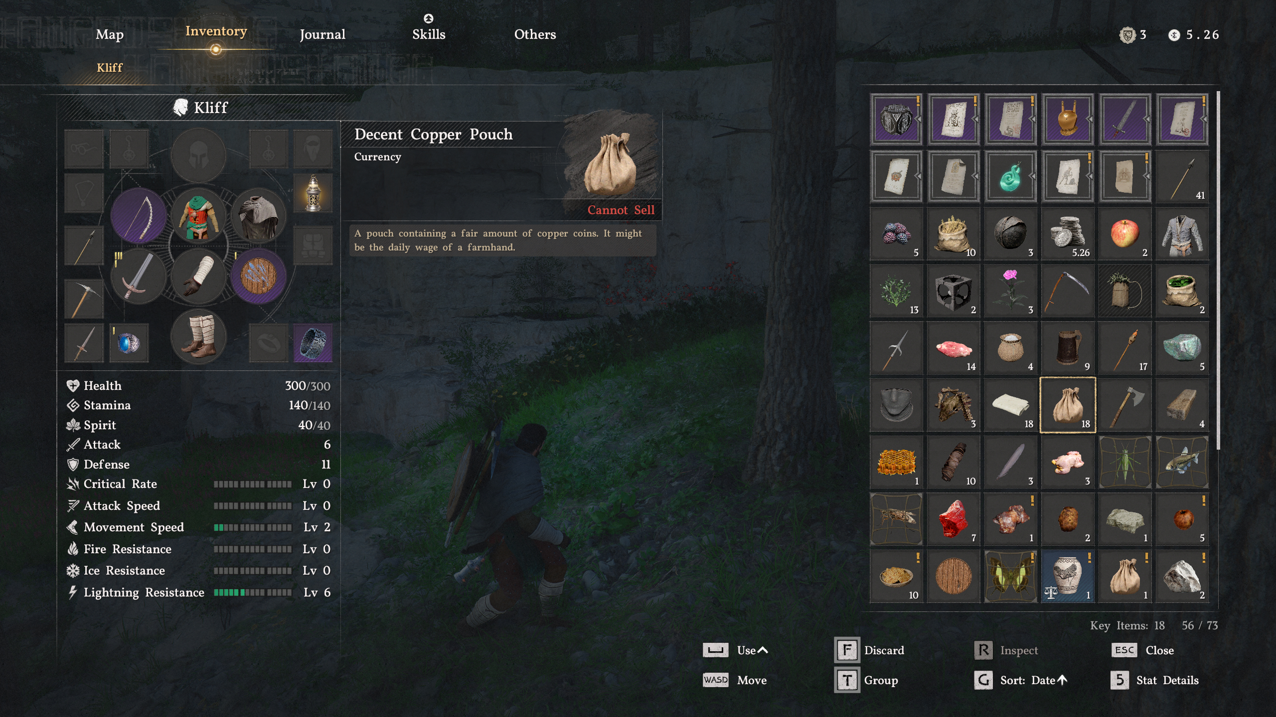 Crimson Desert Copper Pouches: A player interacting with the bags in their inventory to open them.
