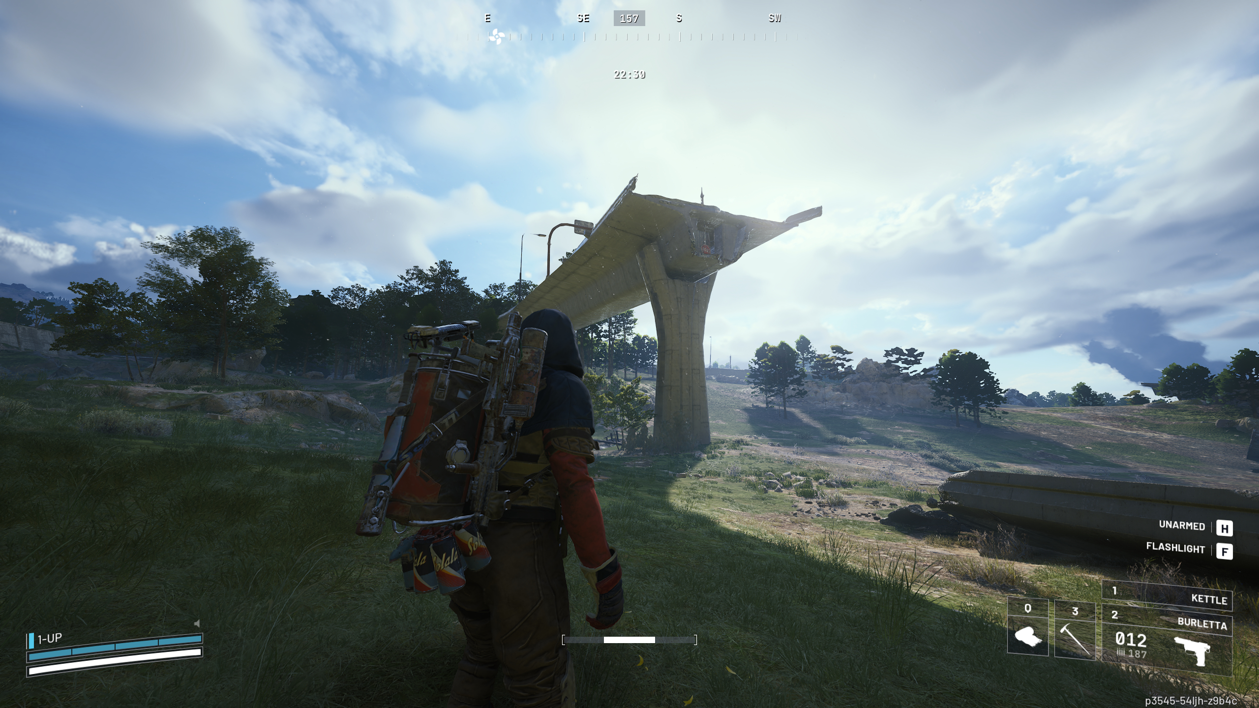 Arc Raiders Keeping an Eye Out: A player looking at a destroyed highway in an open plain.