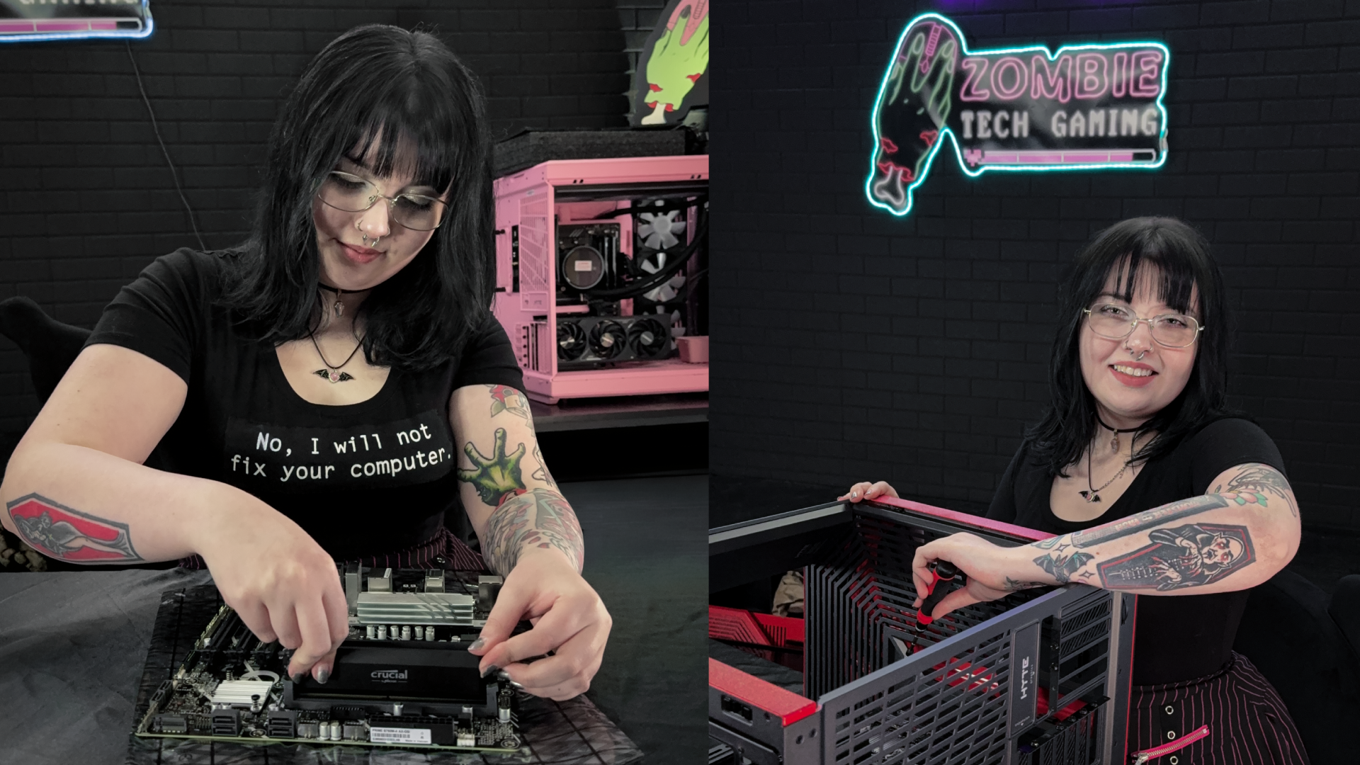 Zoë Baye working on a recent PC build.