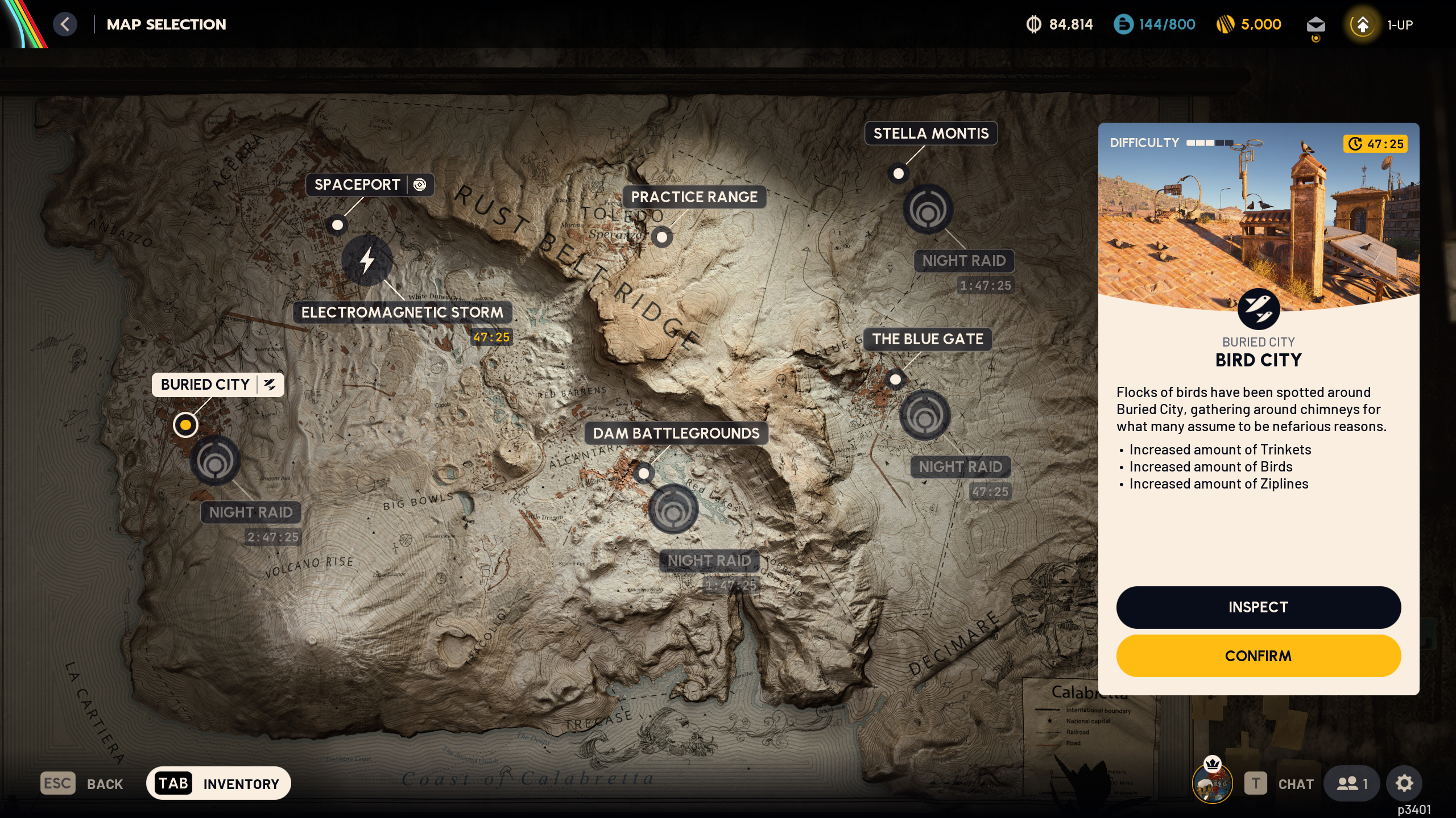 Arc Raiders Bird City: The Bird City map modifier viewed on the matchmaking screen.