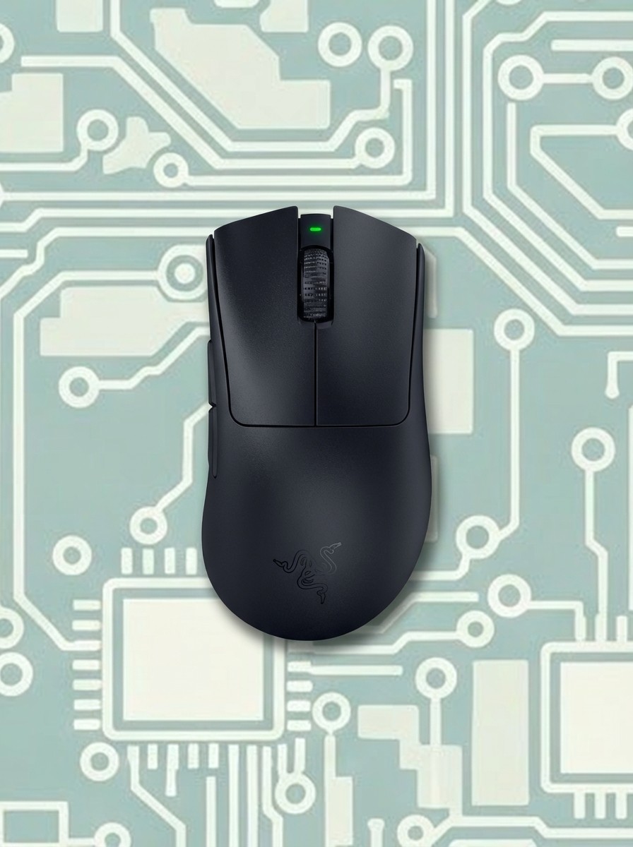 Razer mouse on an abstract wiring background