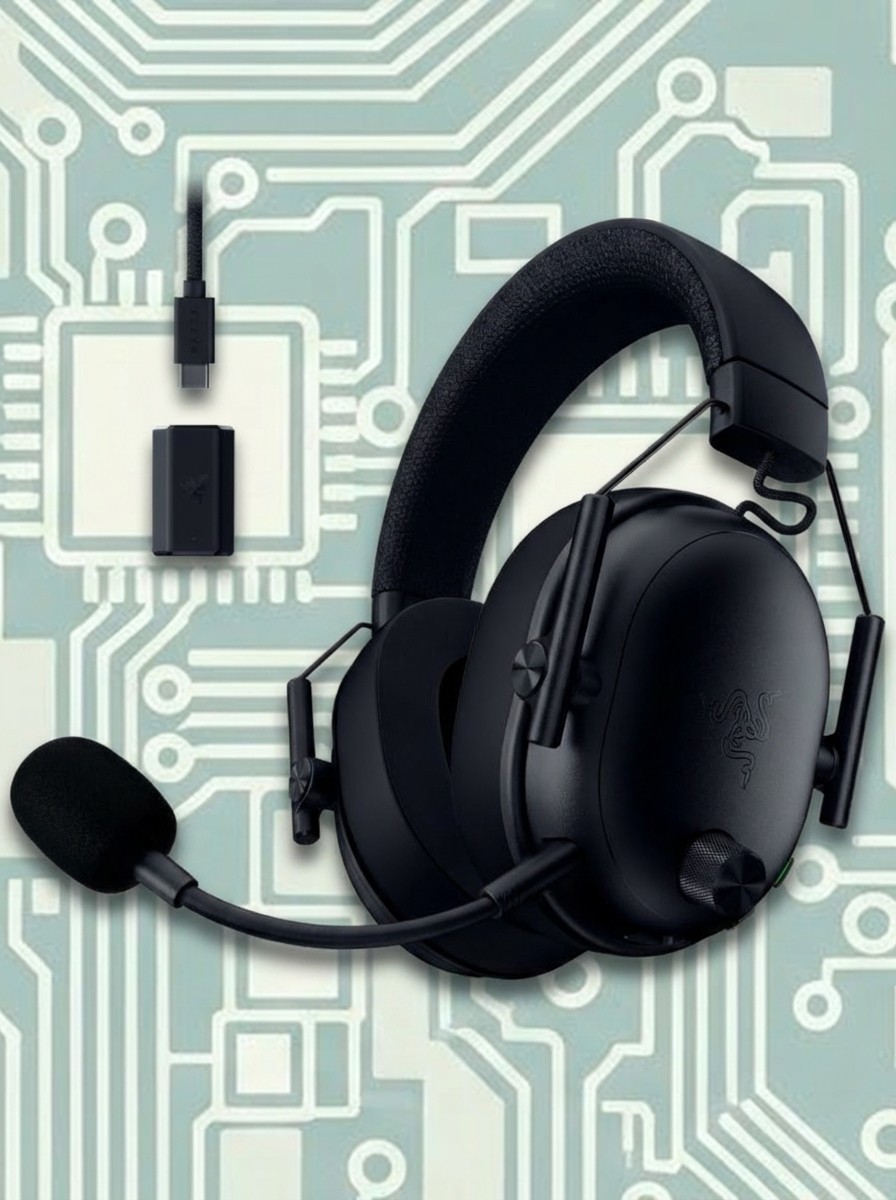 Razer headset on an abstract wiring background