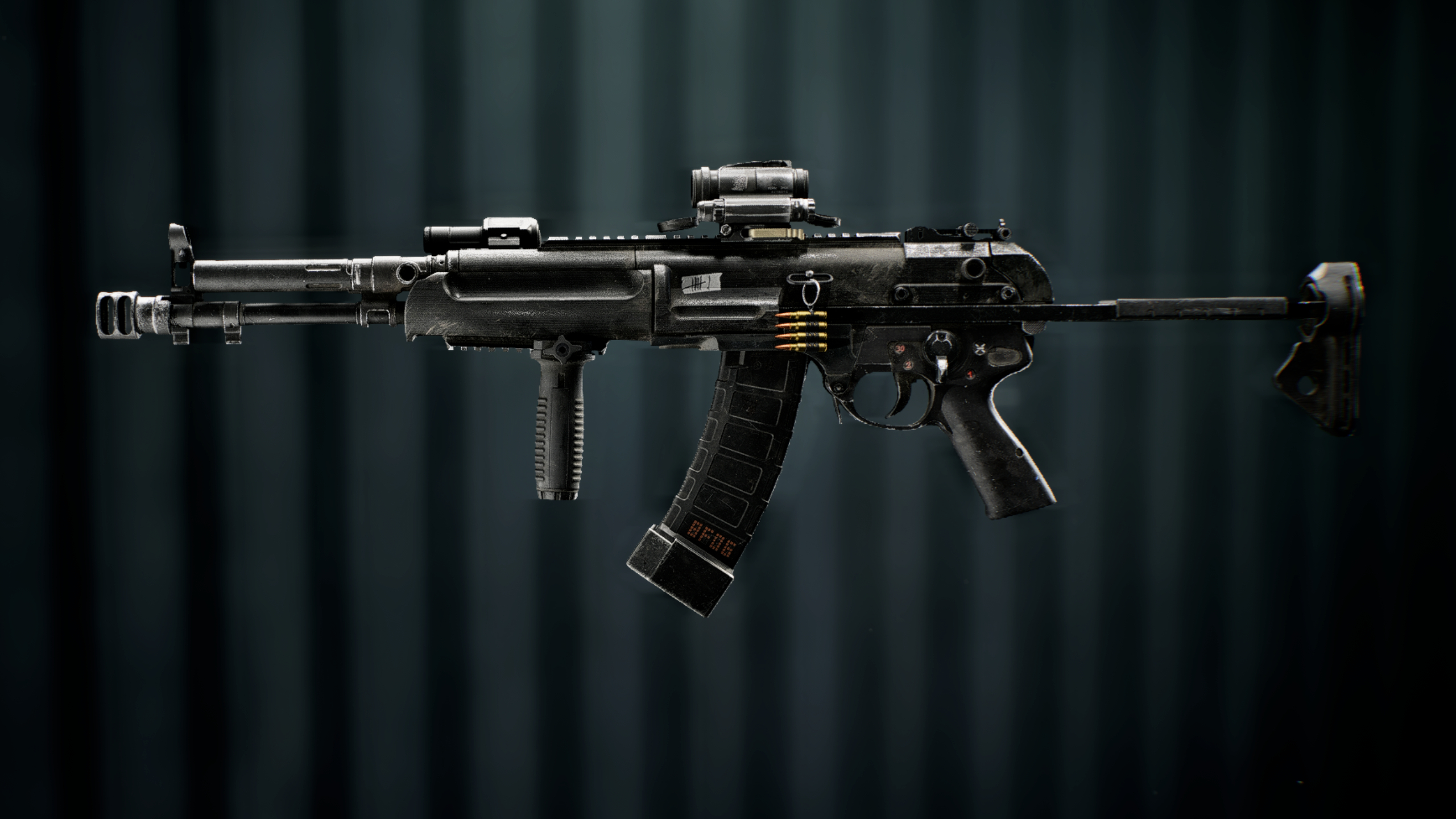 Battlefield Redsec best guns: A side-on view of the KORD 6P67 assault rifle against a dark blue background.