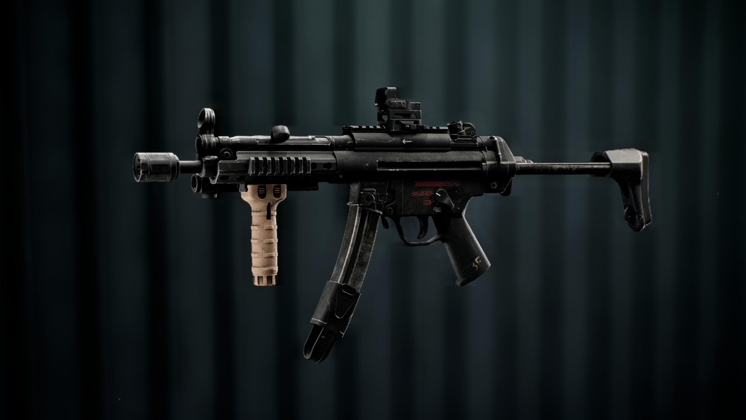 Battlefield Redsec best guns: A side-on view of the PW5A3 SMG against a dark blue background.