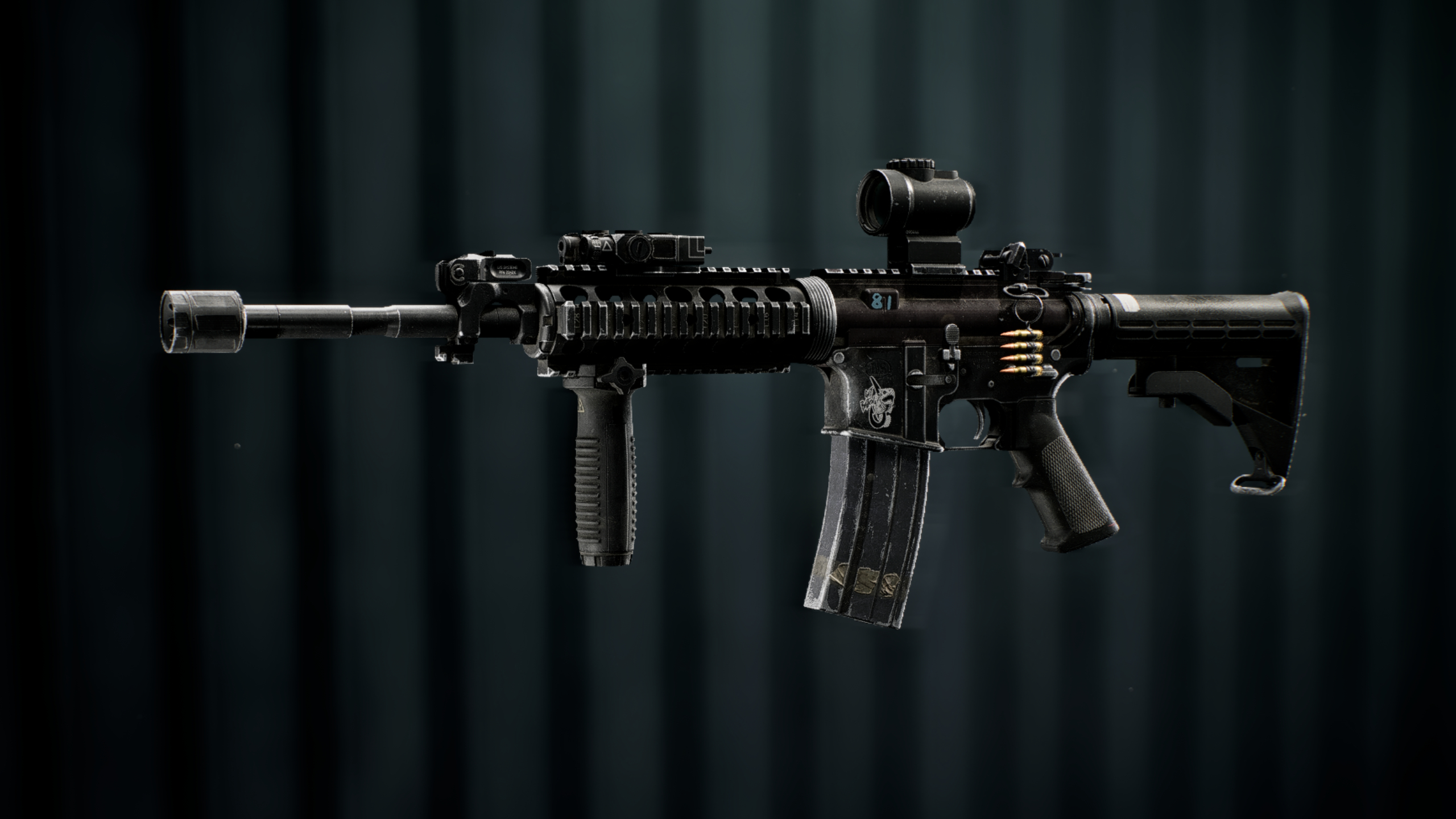 Battlefield Redsec best guns: A side-on view of the M4A1 carbine against a dark blue background.