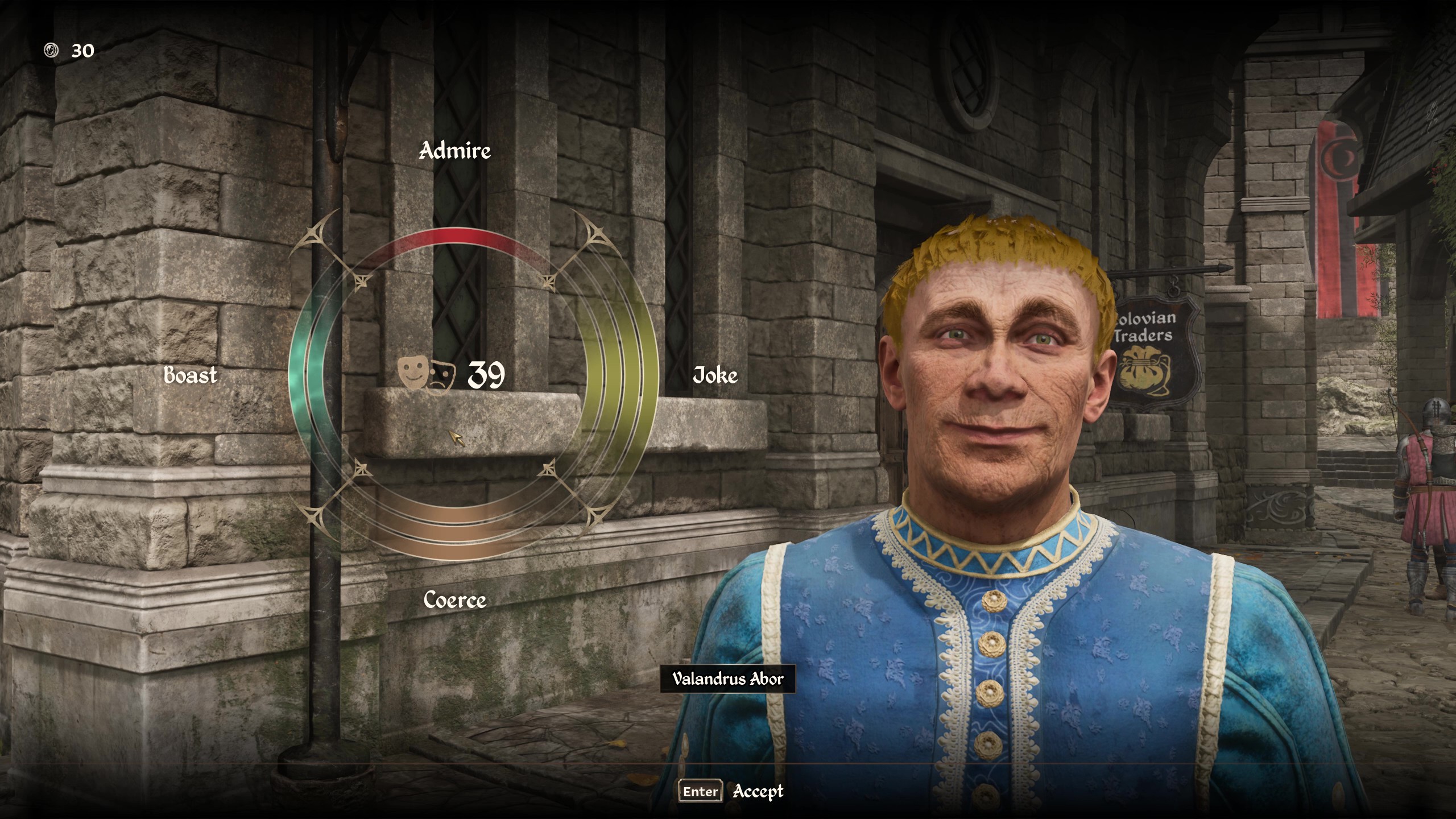Oblivion - Valandrus Abor smiles at the player while they attempt to persuade him.