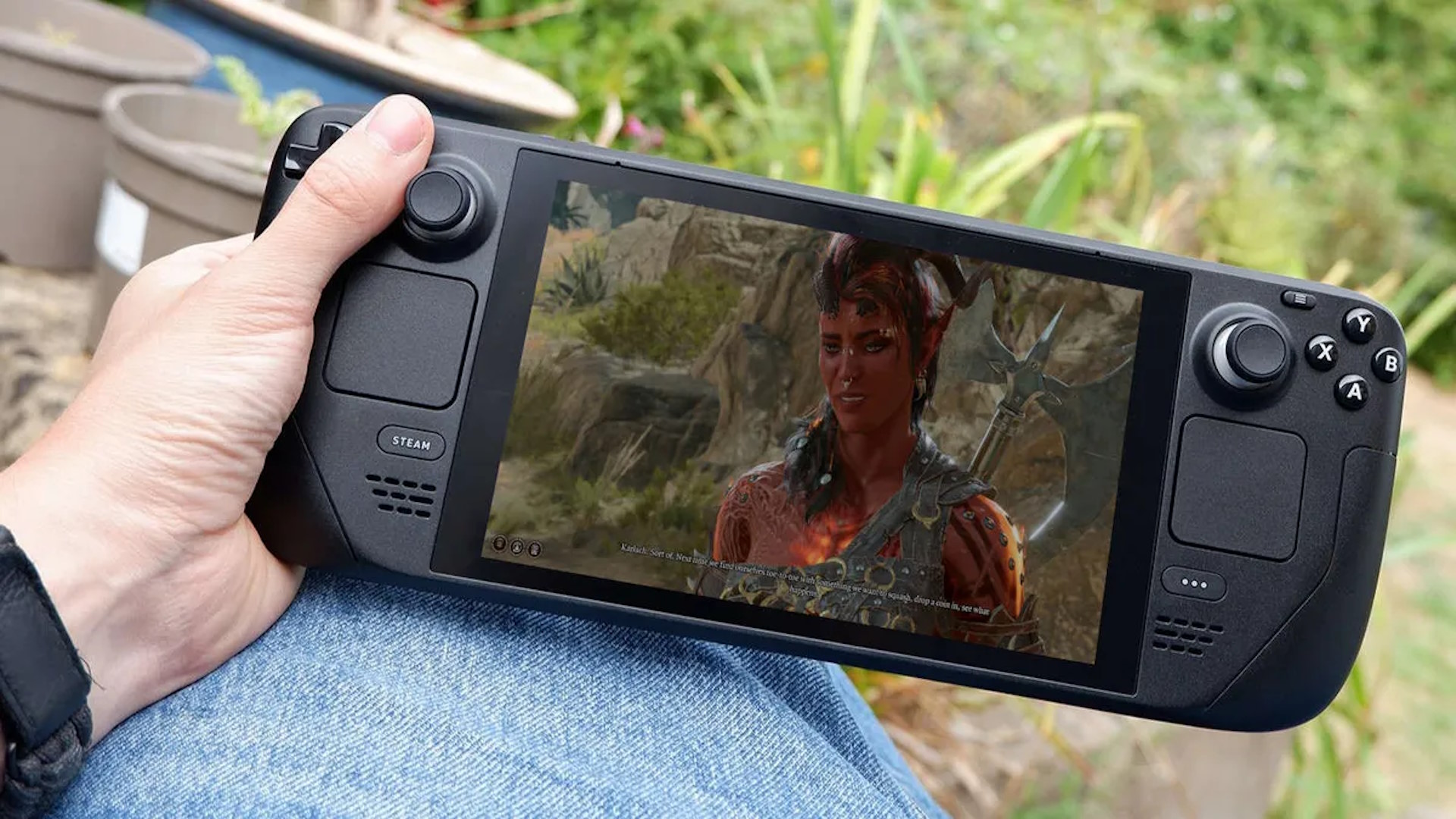 Baldur's Gate 3 being played on a Steam Deck