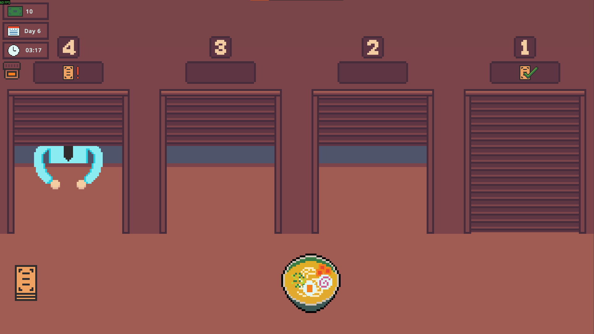 Midnight Ramen Shop showing a bowl of ramen being handed to a customer