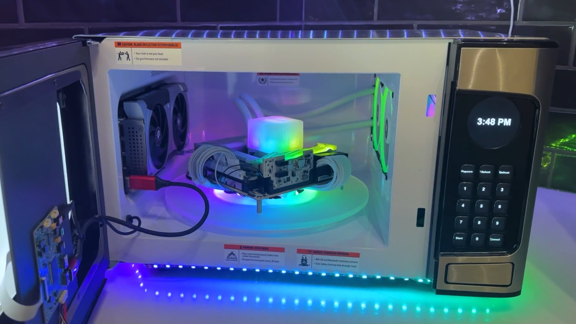 SignalRGB's custom gaming PC built inside of an old microwave.