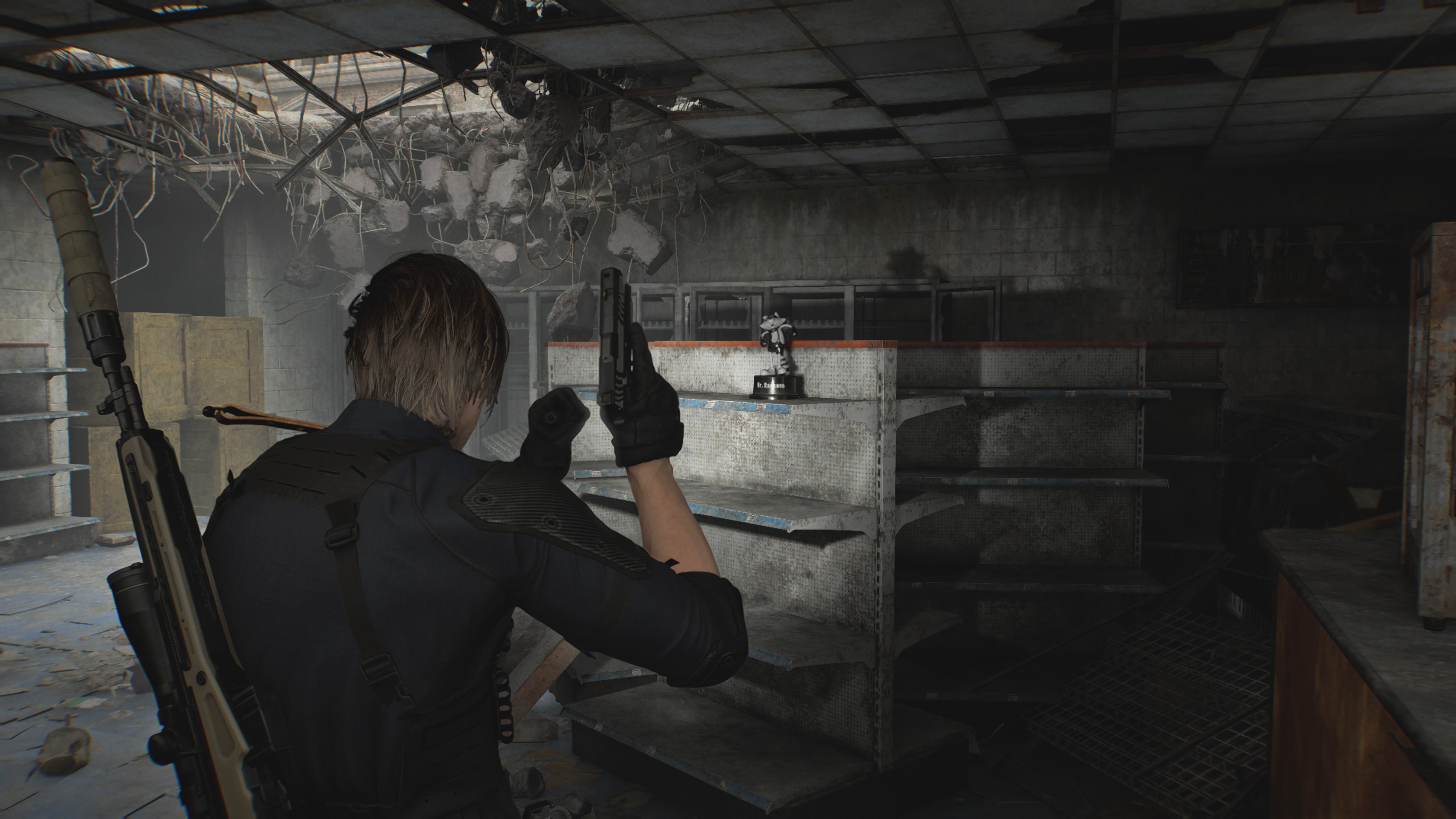 Resident Evil Requiem Mr. Raccoon on a shelf