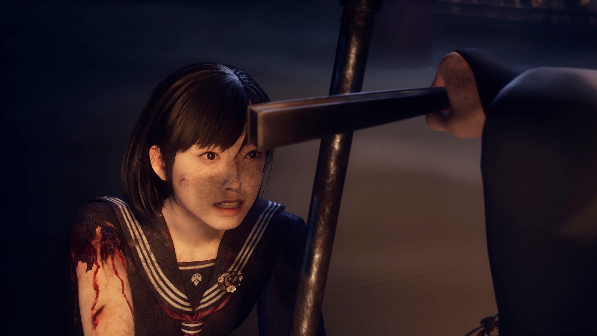 Hinako fighting an unknown person.