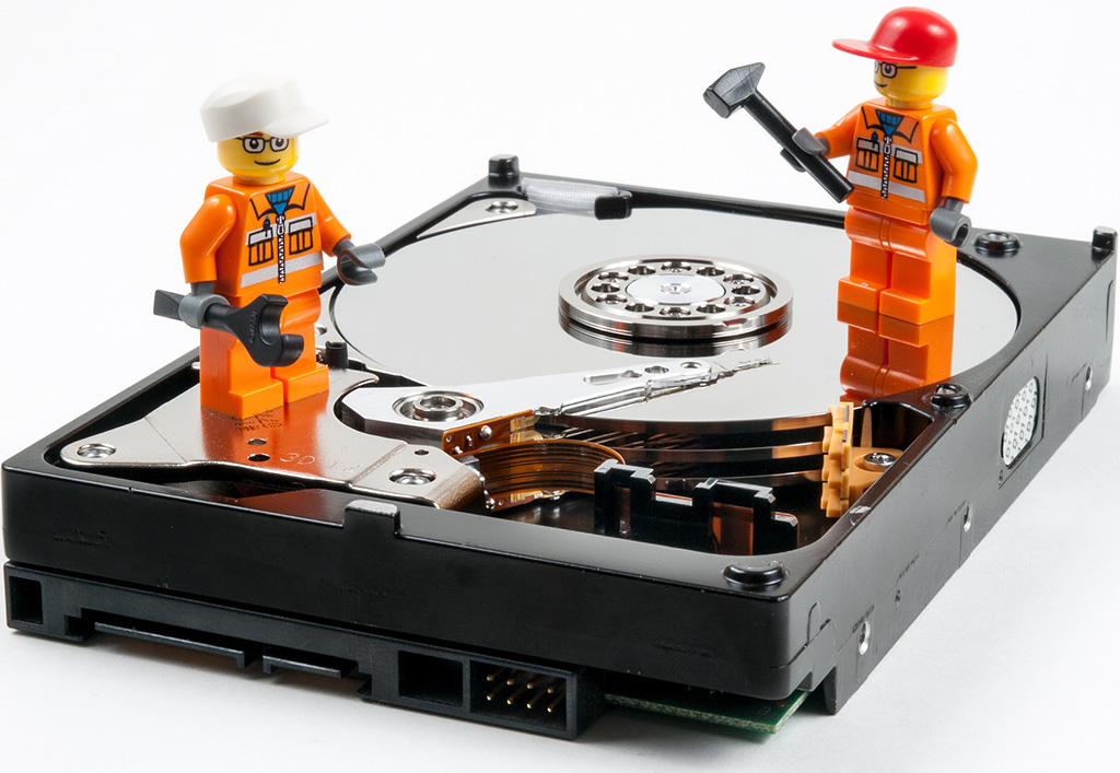 An HDD with Lego figures.