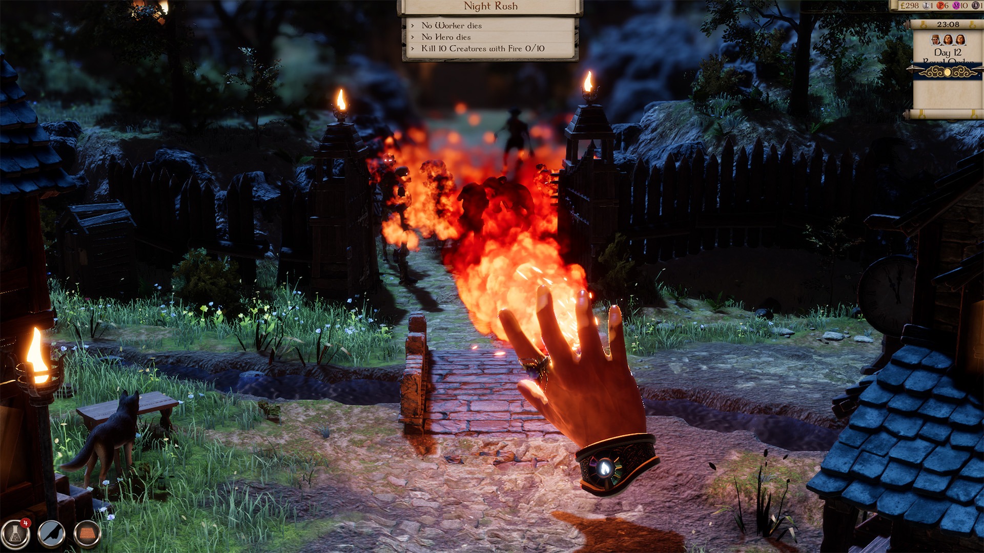 Casting a fire spell.