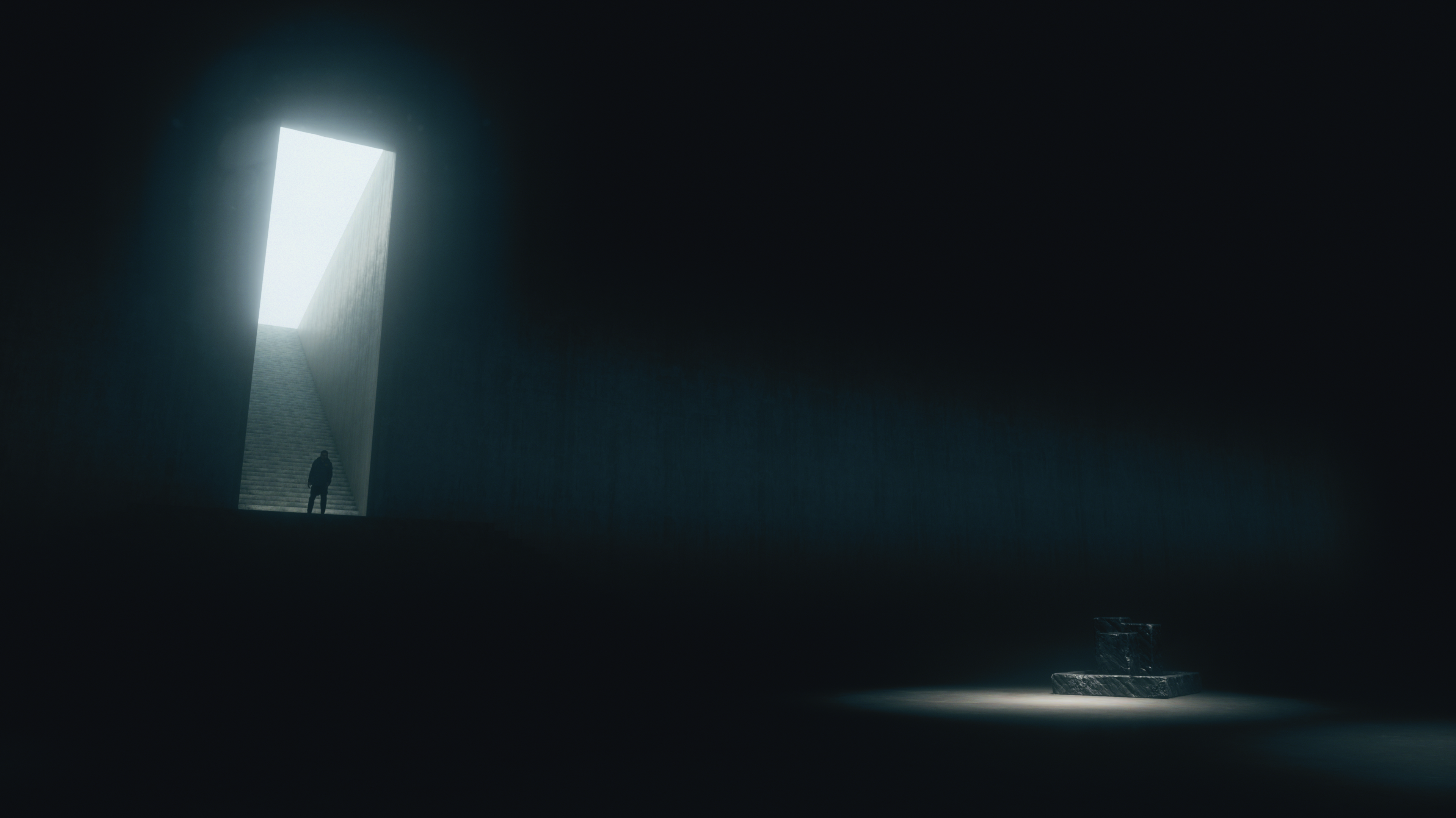 A glowing door opening into a dark void in Control Resonant.