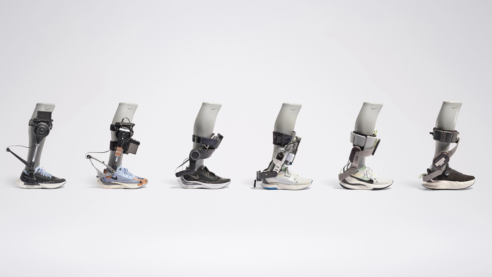 A set of prototypes for the Nike Project Amplify augmented footwear system