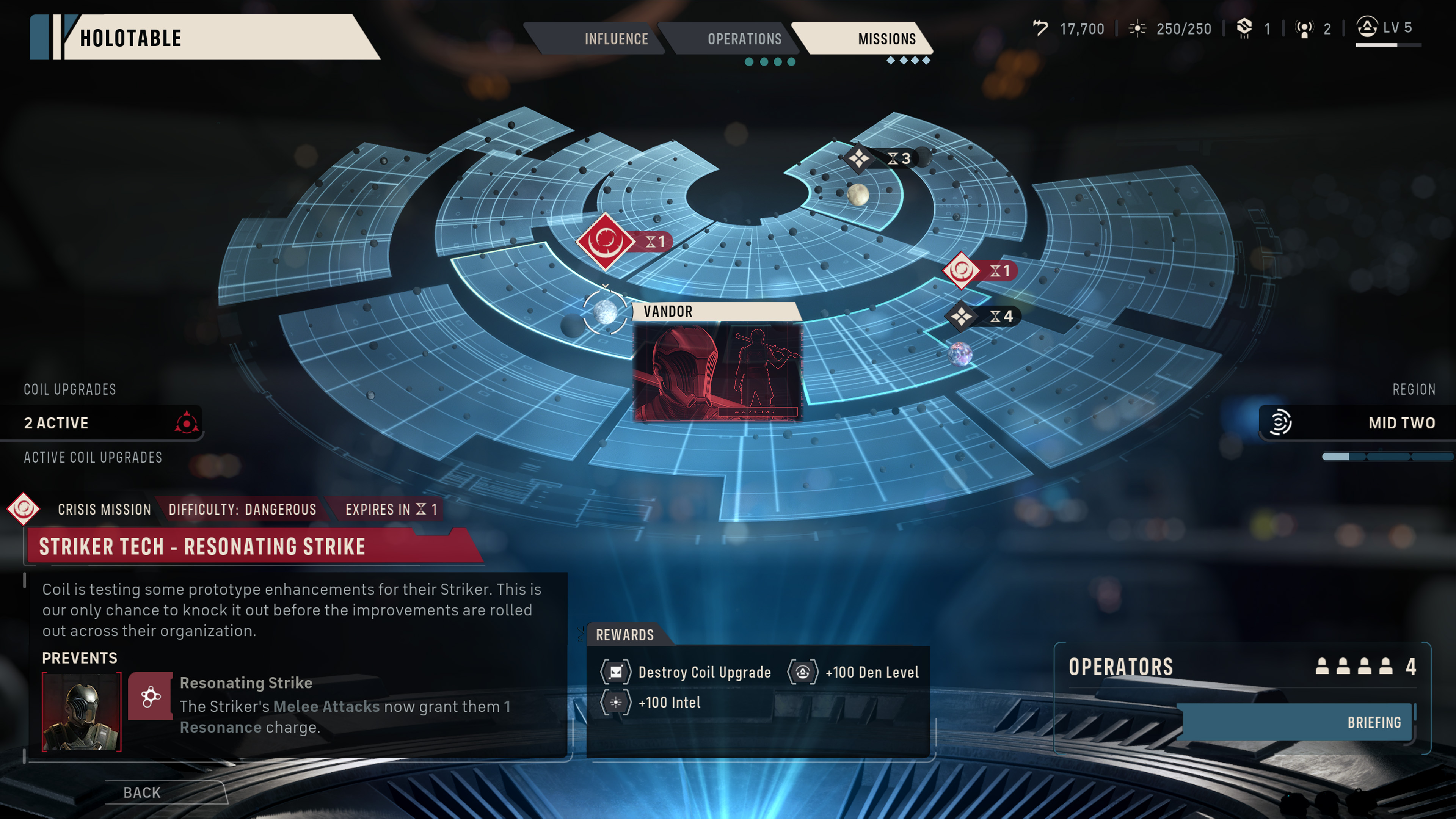 Galaxy map from Star Wars Zero Company showing view of potential missions and operations.