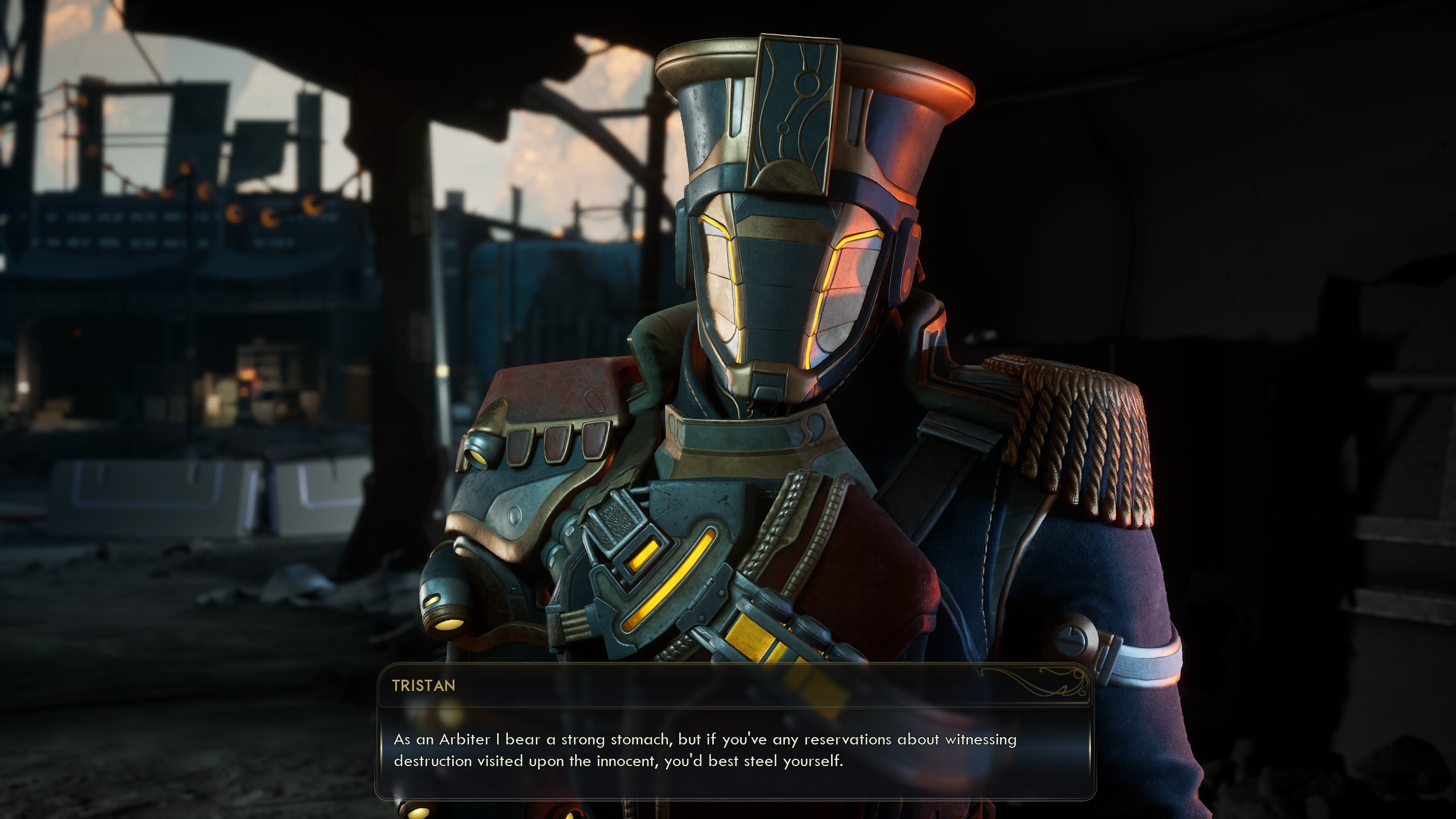 Outer Worlds 2 Arbiter Tristan in conversation