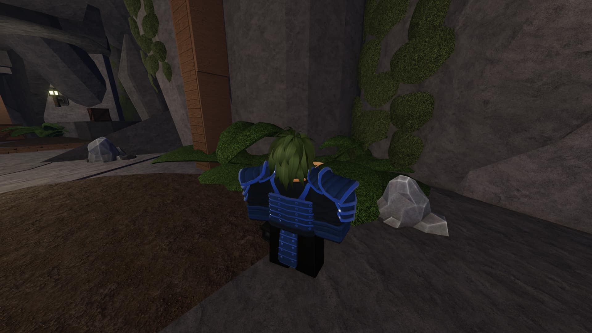 The moss-covered stone floor leading to the Secret Cave in The Forge.